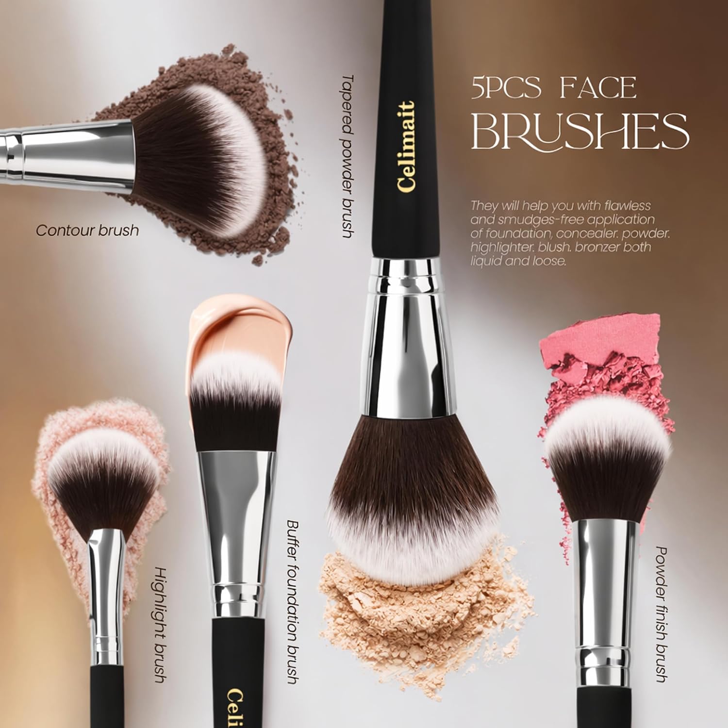 Thumbnail 1 de Celimait Makeup Brushes Set 12 pcs