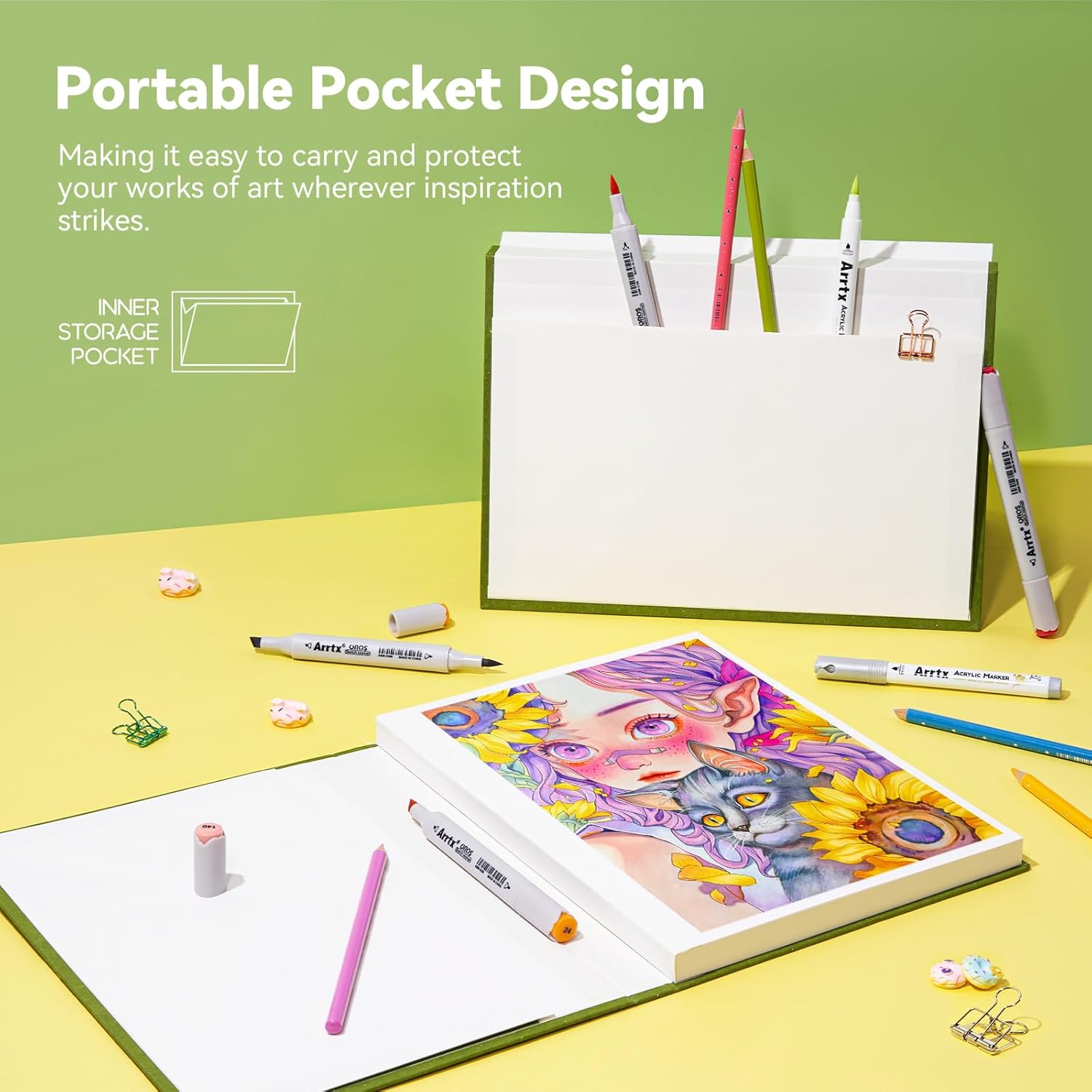 Thumbnail 5 de Arrtx carnet de croquis A4 - 60 feuilles, papier 180 g/m², reliure dos libre