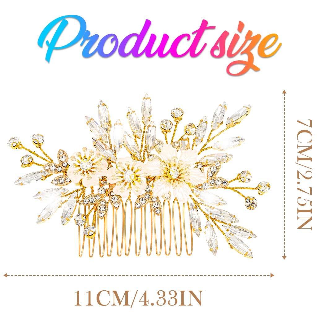 Thumbnail 5 de Zoestar Blumen Braut-Haarkamm goldener Strass