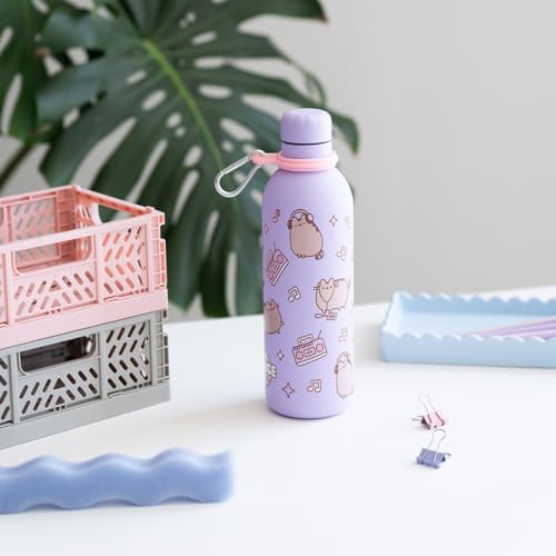 Detalle de Grupo Erik Botella agua niña Pusheen Kawaii – Botella isotérmica de acero inoxidable 500 ml