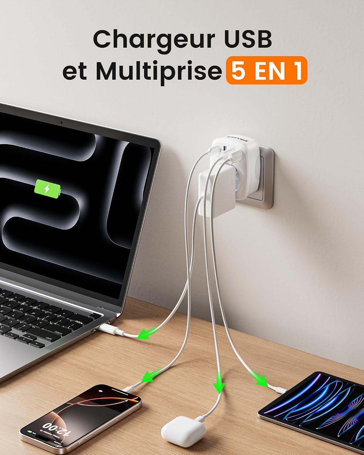 Detalle 2 de LENCENT Prise Secteur Multiple 4000W 🔌