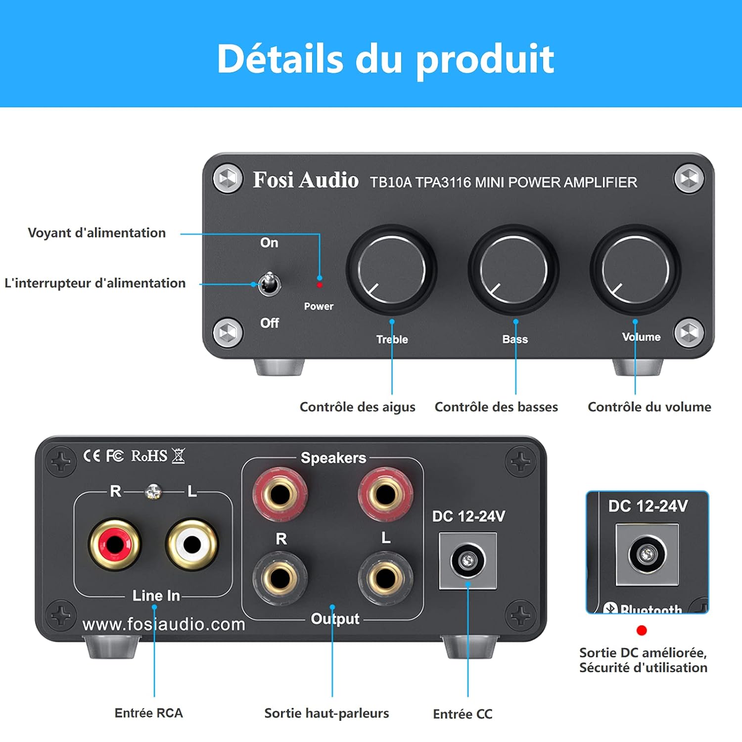 Thumbnail 1 de Fosi Audio TB10A ampli stéréo 100 W ⚙