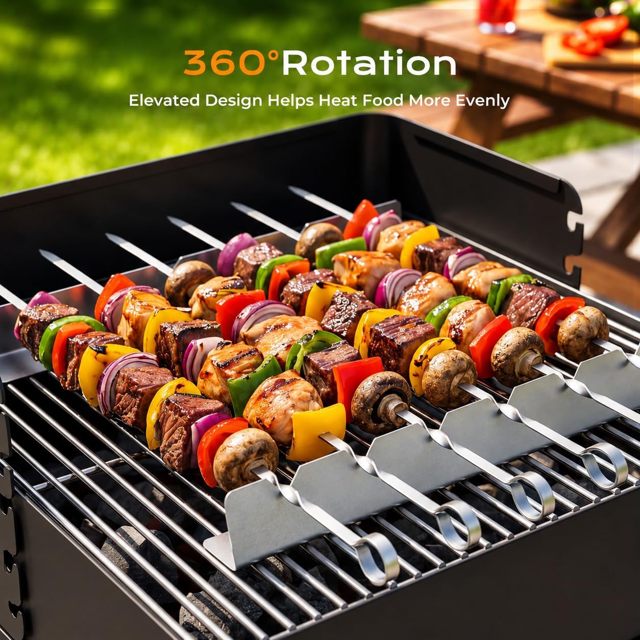 Detalle 2 de Homealexa Stainless Steel BBQ Skewers Set (6 Pack) with Skewer Holders