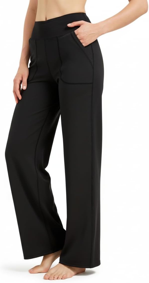Detalle de Zylioo Langbein-String-? Bootcut Yogaleggings Damen (Tall/Extra Tall) mit Seitentaschen