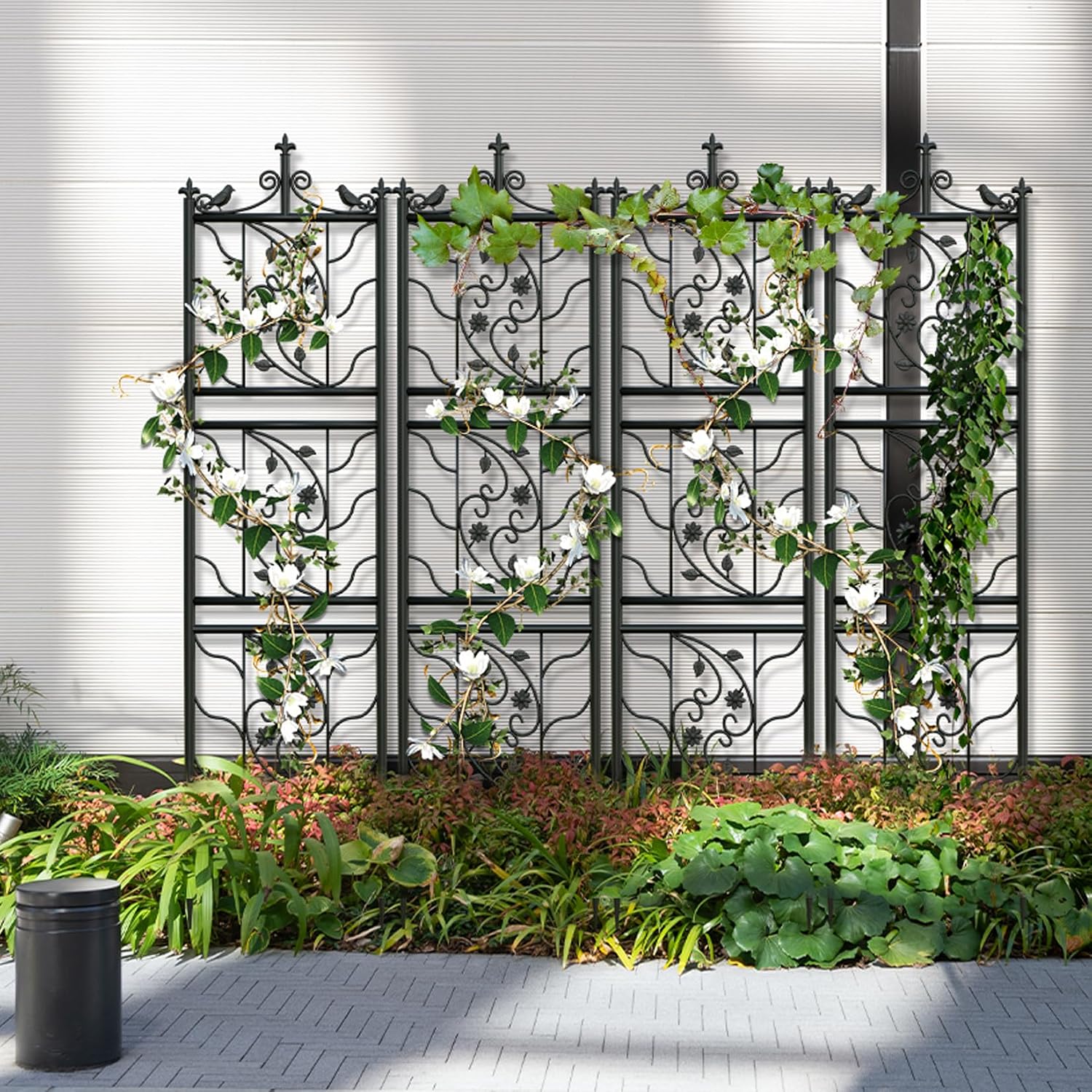 Detalle de Traliccio per Rampicanti in Metallo Nero – Set di 2 Graticolati da giardino 195x50 cm