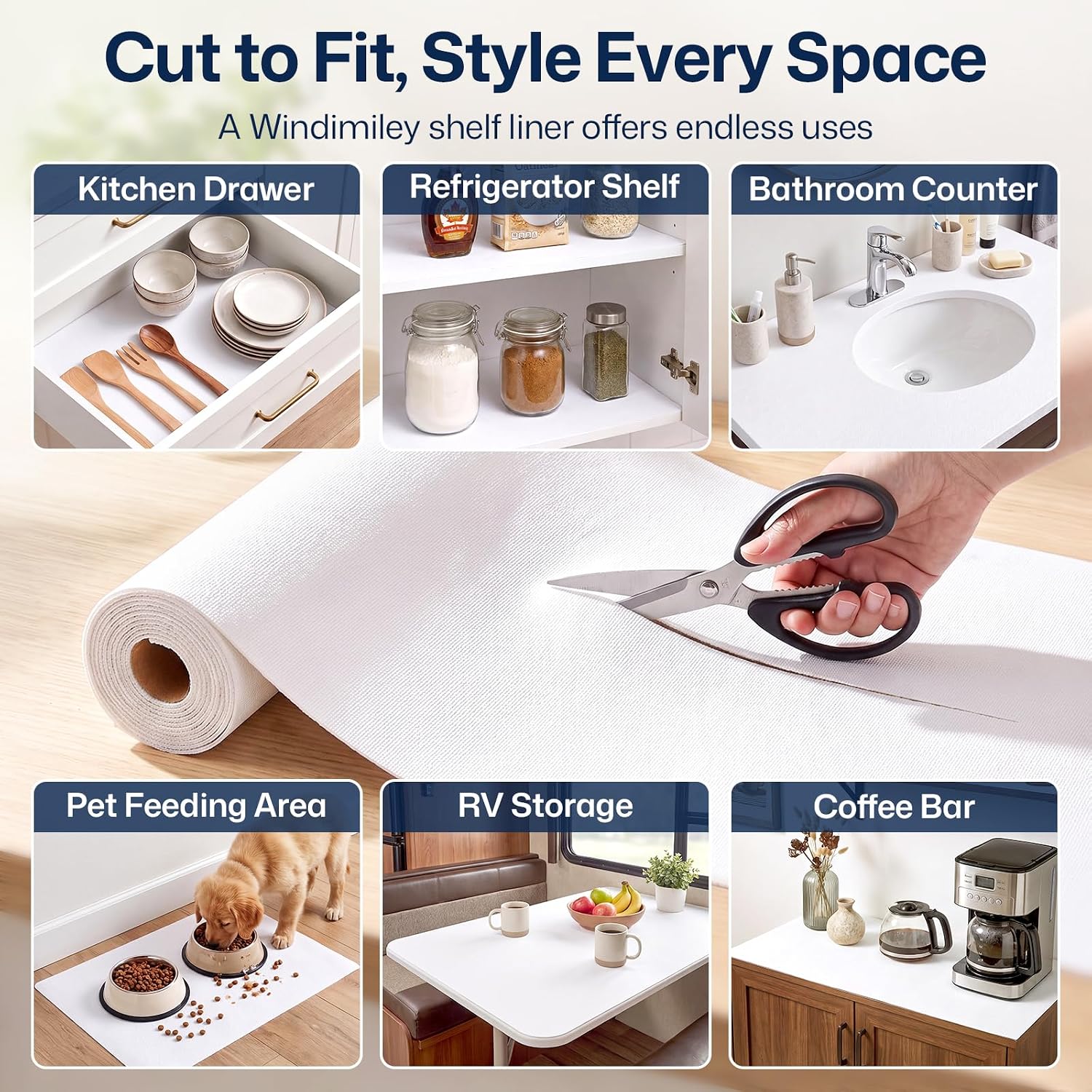 Thumbnail 6 de Windimiley Drawer and Shelf Liner, Non-Adhesive PVC, White, 12" × 20