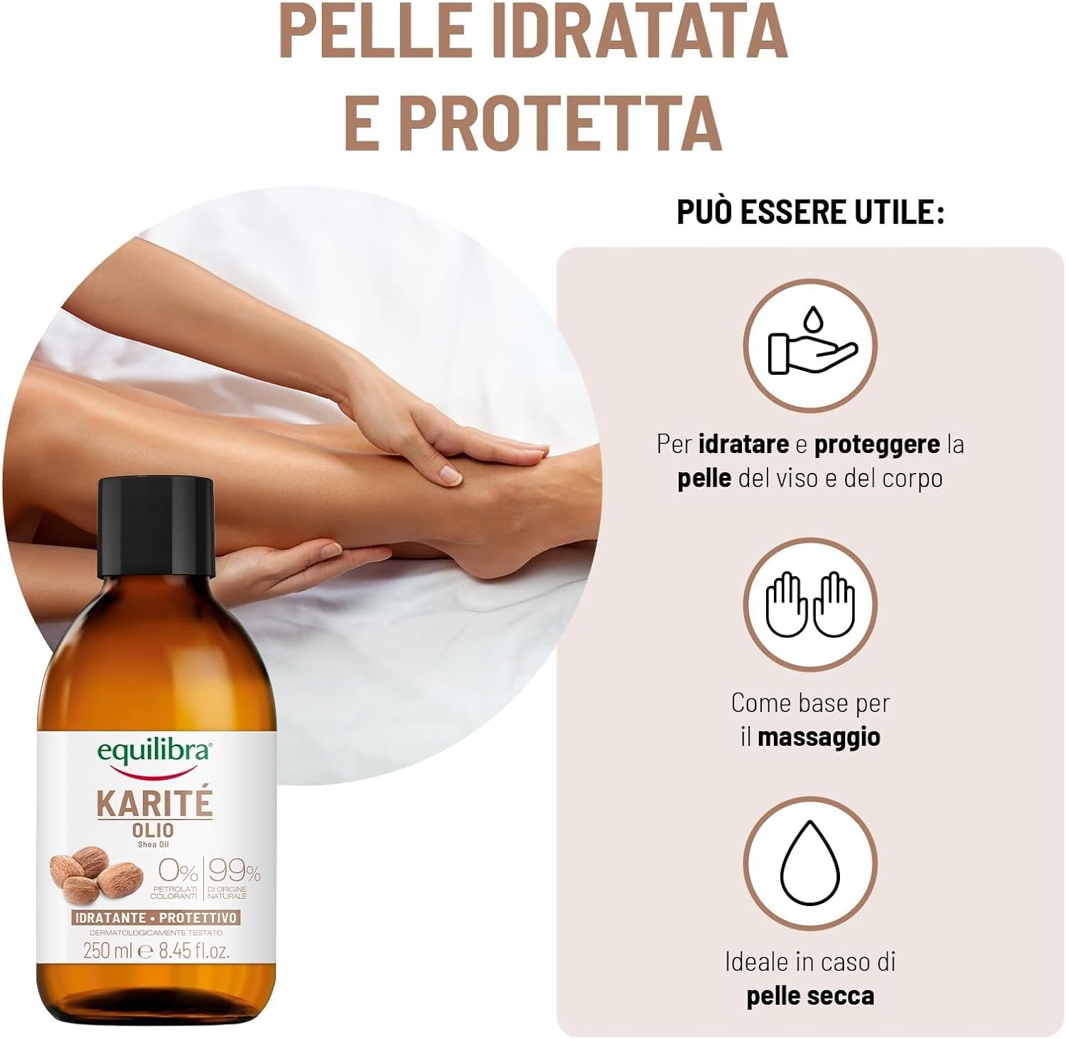 Detalle 2 de Equilibra Olio di Karité viso e corpo 250 ml