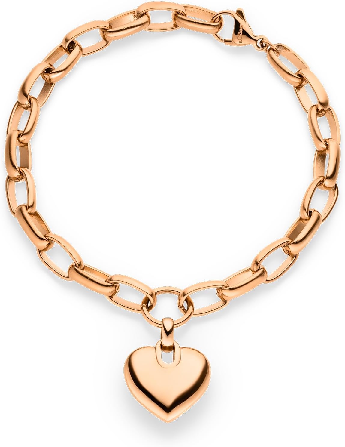 Detalle de s.Oliver Damen Schmuck – Chunky Herz Halskette, Armband und Creolen aus Edelstahl