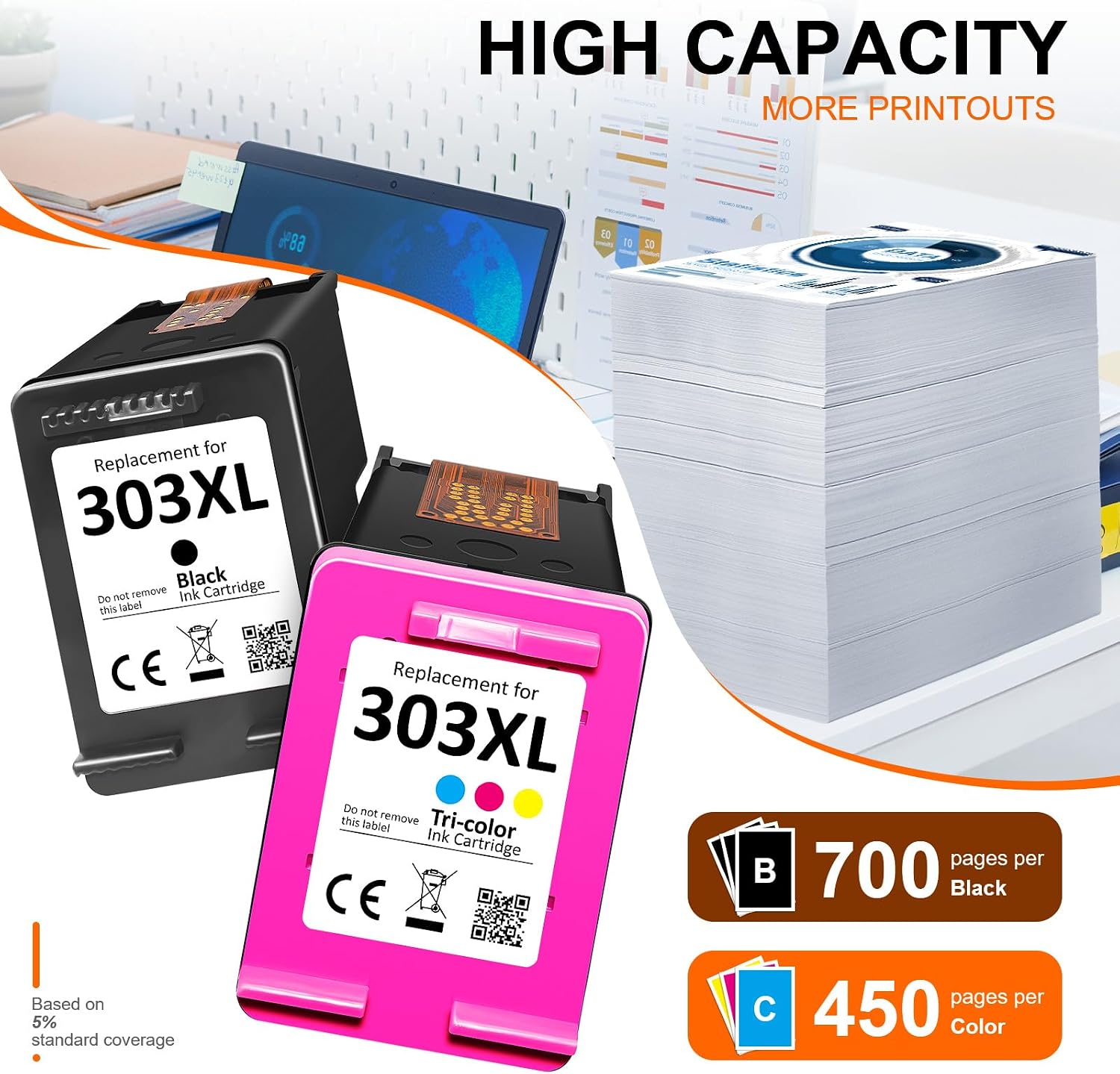 Thumbnail 2 de 303 XL Druckerpatronen Multipack – Schwarz & Farbig kompatibel mit HP 303 Druckern
