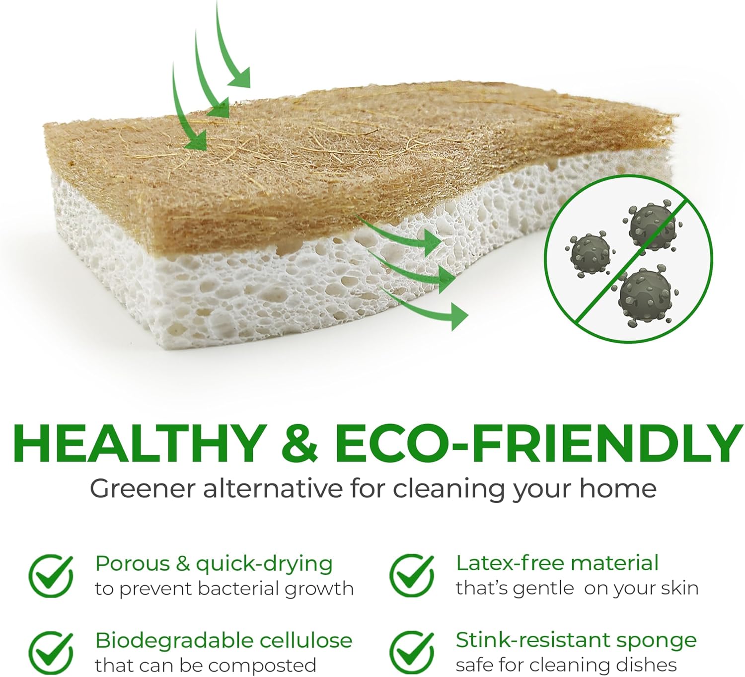 Detalle de AIRNEX Biodegradable Natural Kitchen Sponge 12 pack 🧽
