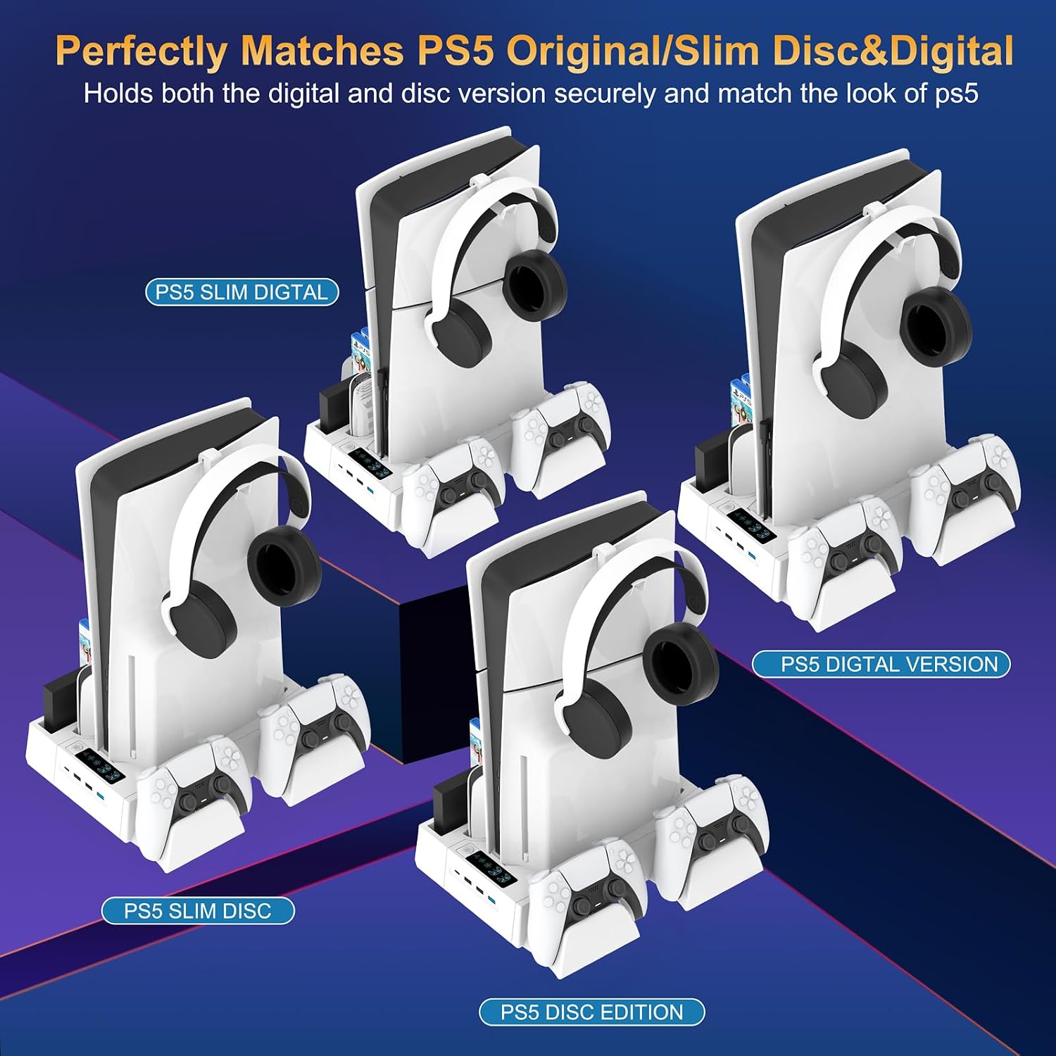 Thumbnail 4 de PS5 Slim Cooling Station with Dual Controller Charging Dock and Storage Slot