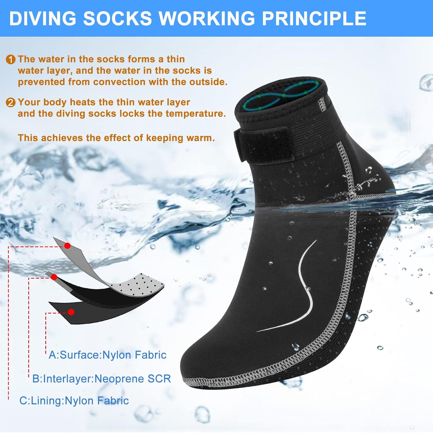 Thumbnail 3 de Neoprene swimming socks 3mm for diving