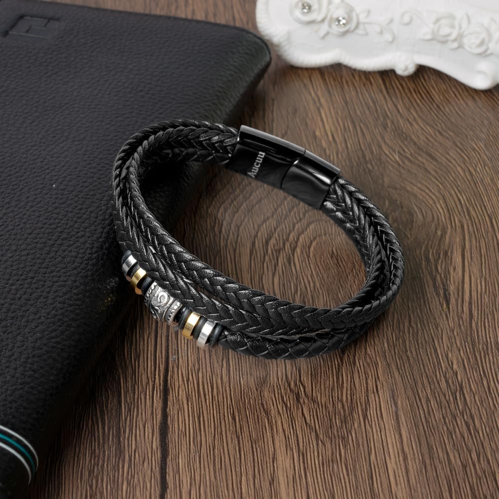 Detalle 2 de Aucuu Pulsera de Cuero Trenzado Hombre