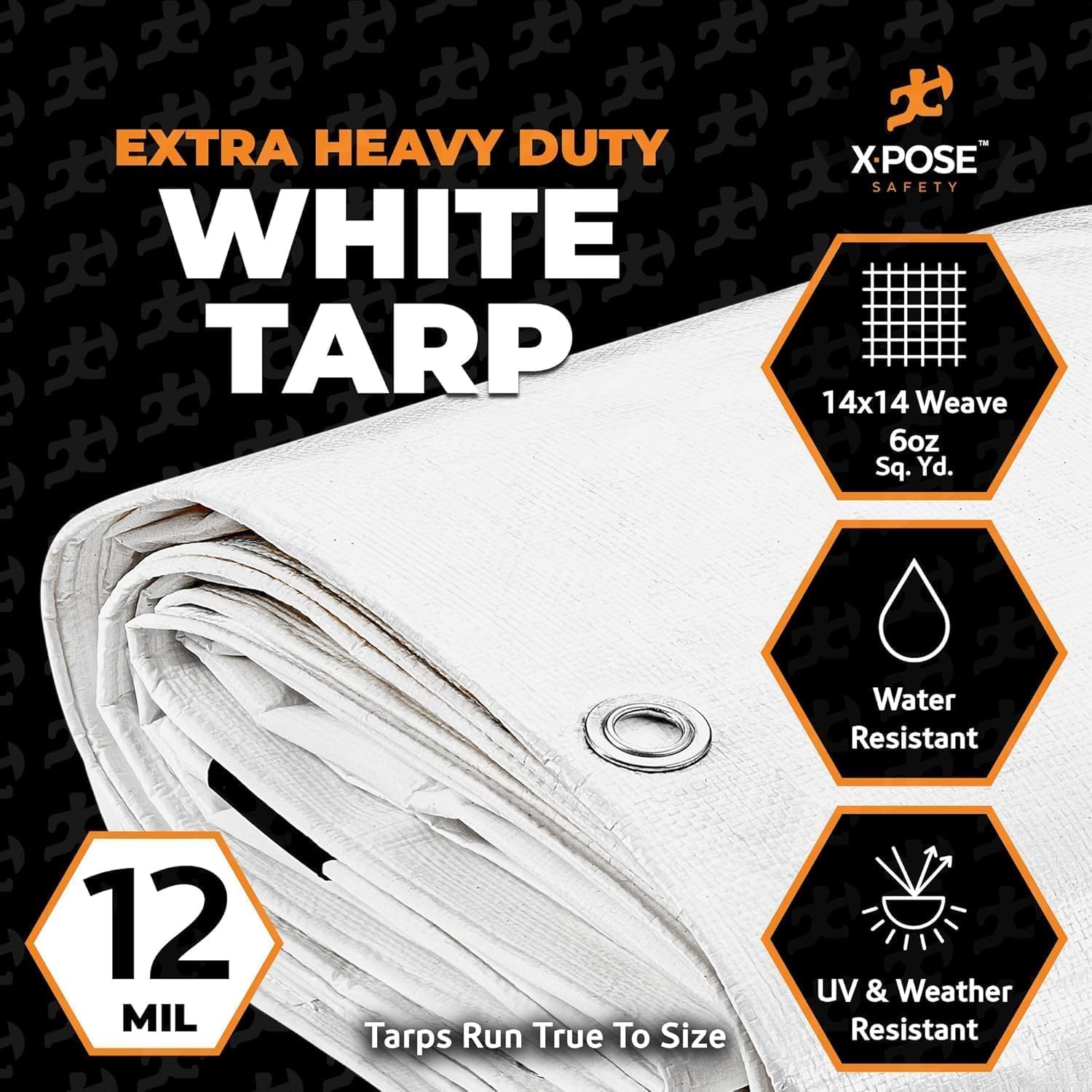 Thumbnail 2 de Heavy Duty White Poly Tarp 20' x 40' by Xpose Safety