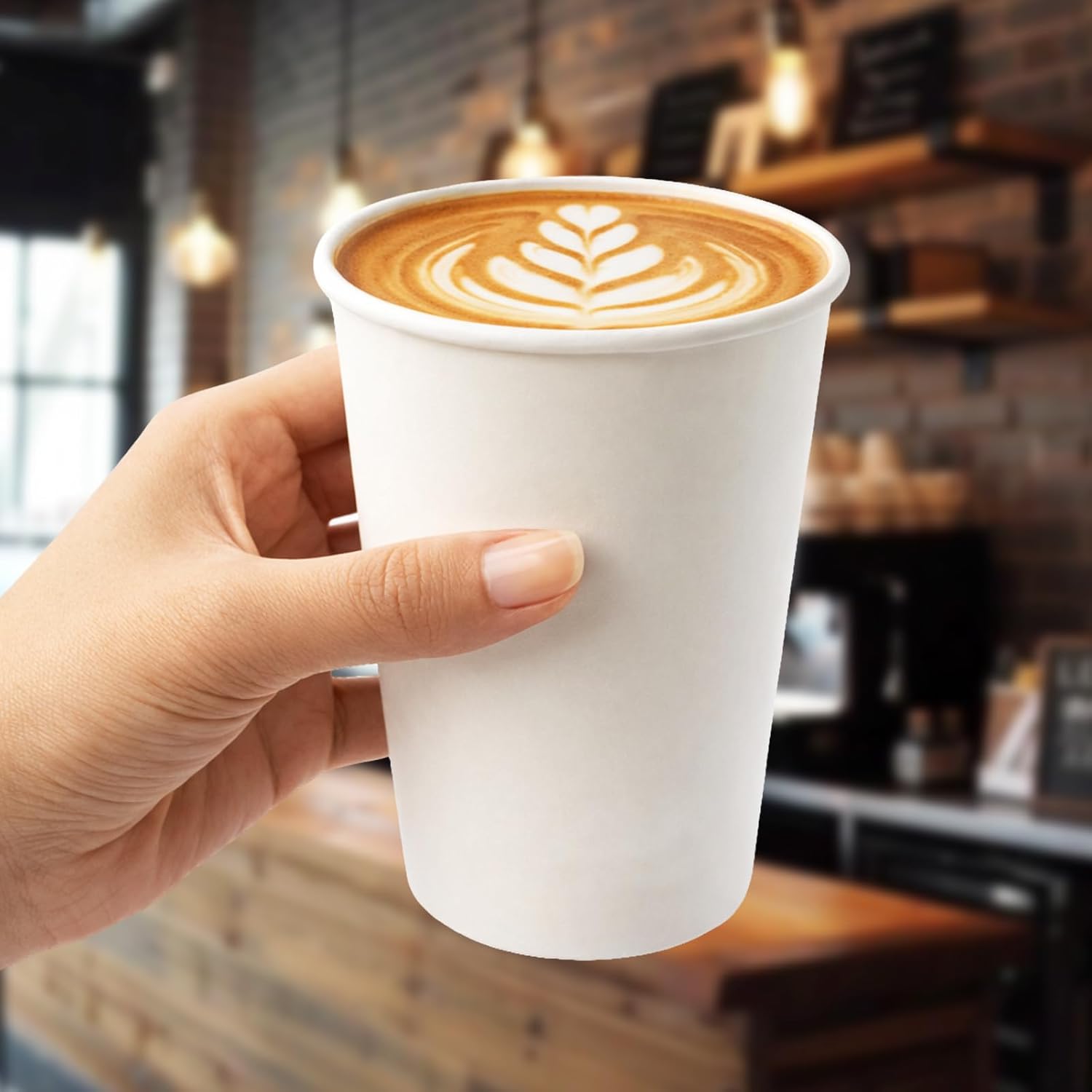 Detalle de Biotakeware 12 oz Paper Coffee Cups, 100 Pack — Sturdy, Leak-Resistant, BPA-Free
