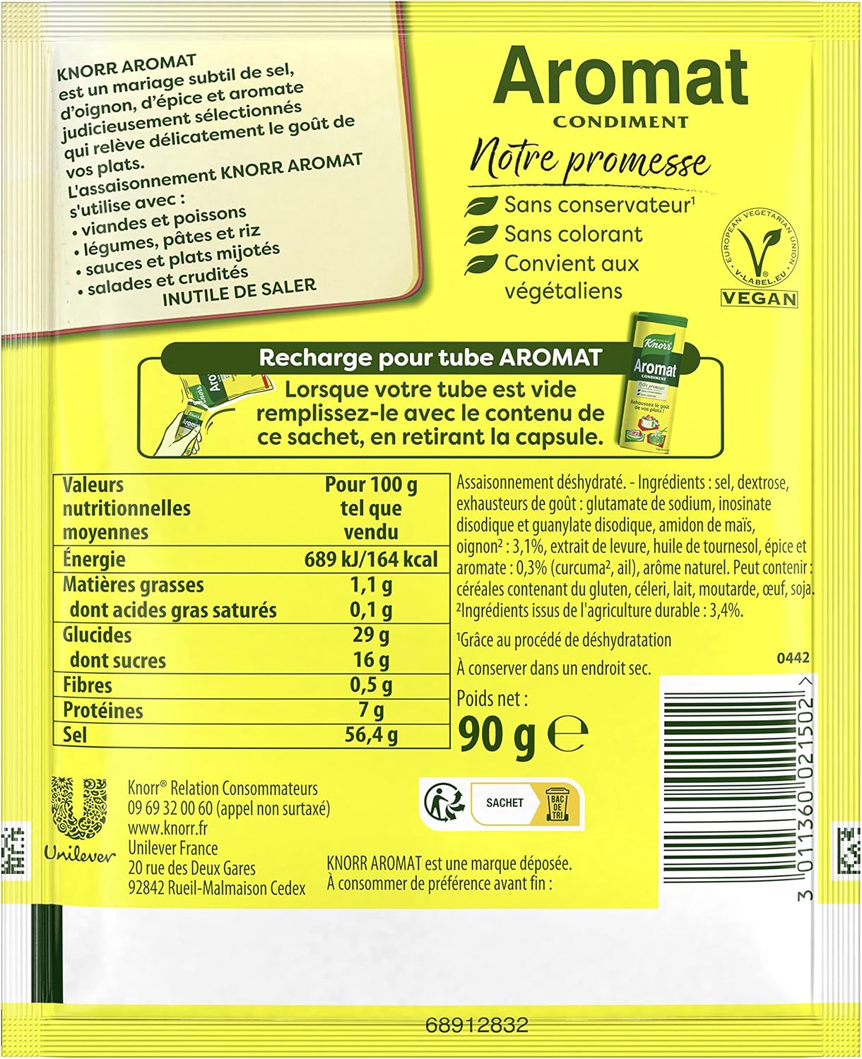 Detalle 2 de Knorr Aromat Recharge en Poudre 90 g x 13 sachets – Assaisonnement sans colorant ni conservateur