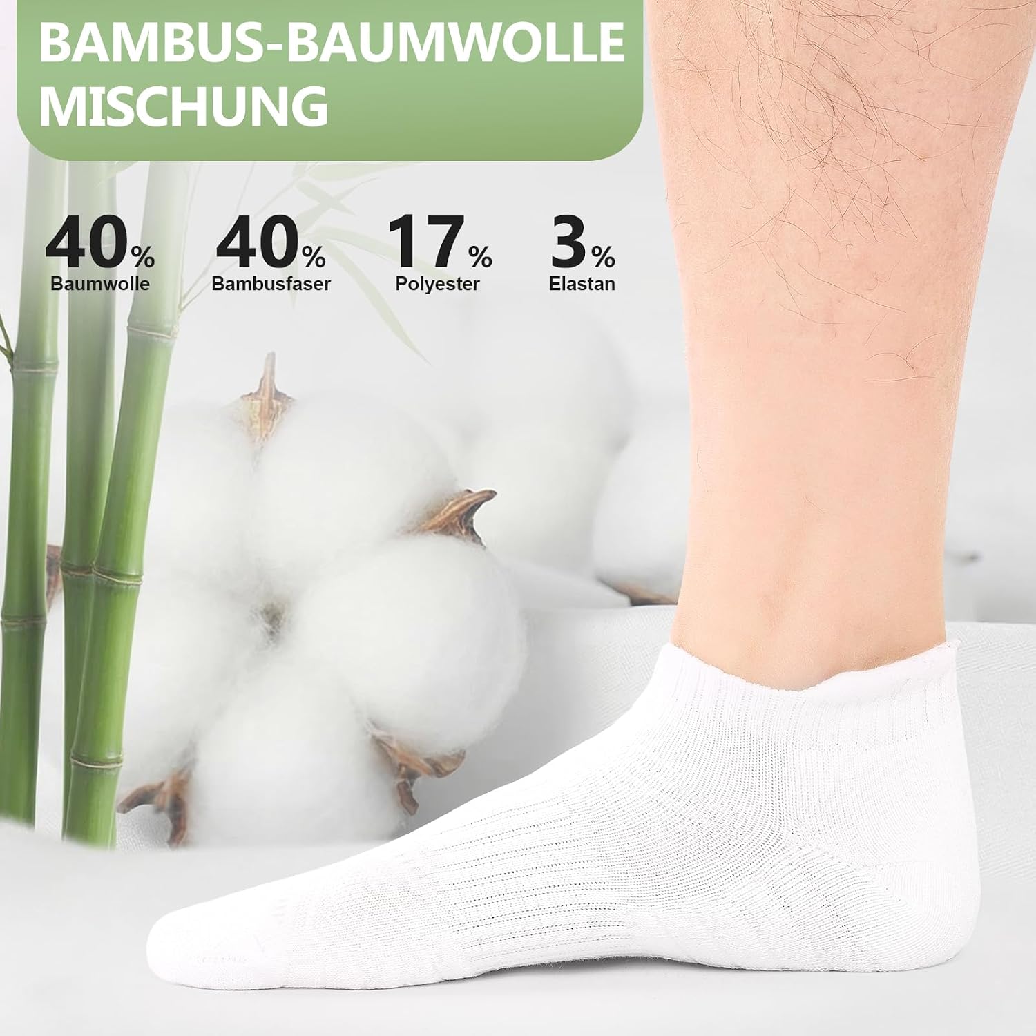Detalle de SockWaddles Sneaker Socken für Herren & Damen – 6 Paar Bambus-Baumwolle, atmungsaktiv & kurz
