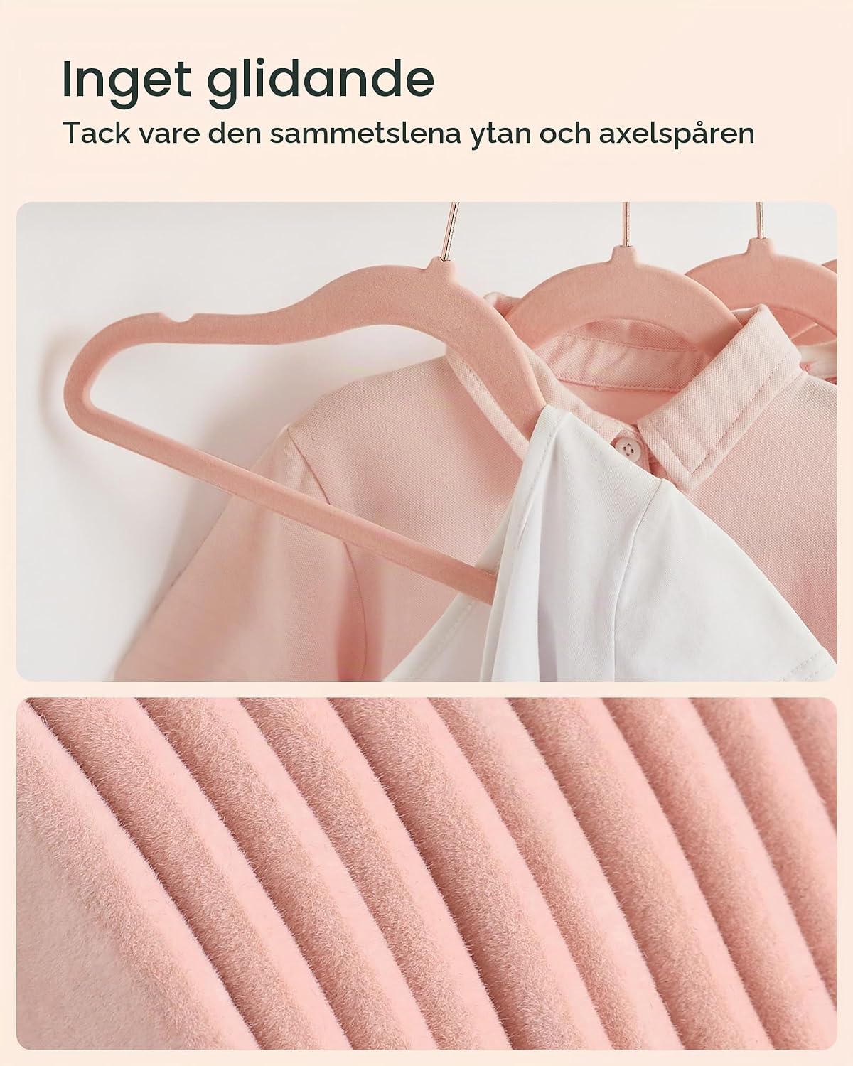 Detalle de SONGMICS CRF027P30 barngalgar, 30-pack i pastellrosa med sammetsyta