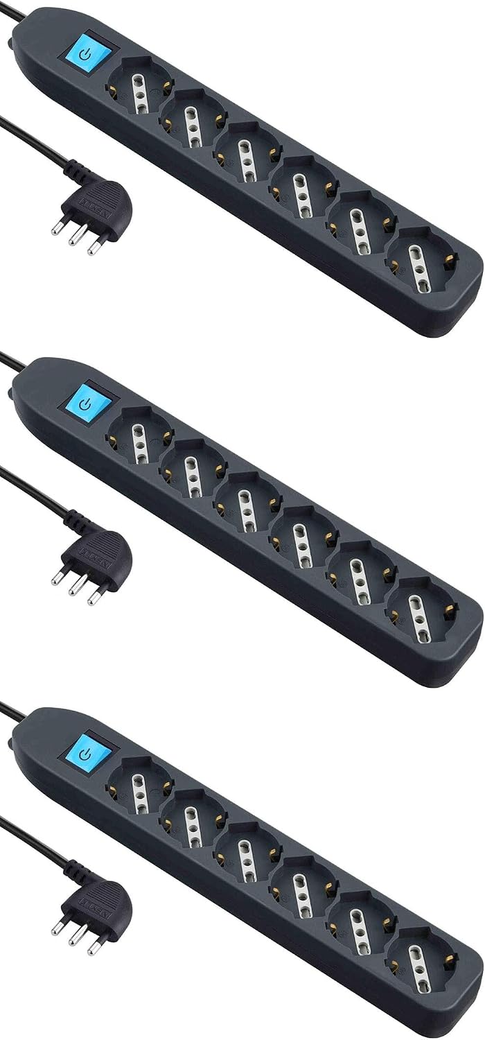 Thumbnail 4 de Electraline 62074 Multipresa 6 posti Polivalenti con Interruttore e Cavo 1,5 m – Nero