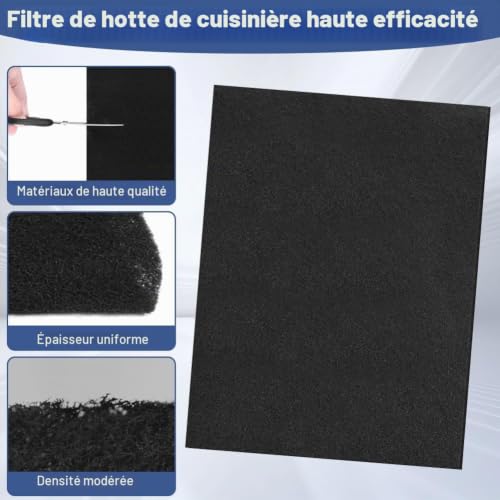 Detalle de AYESY Filtre Hotte – kit 3 filtres éponge charbon actif, adaptables 57 cm x 47 cm
