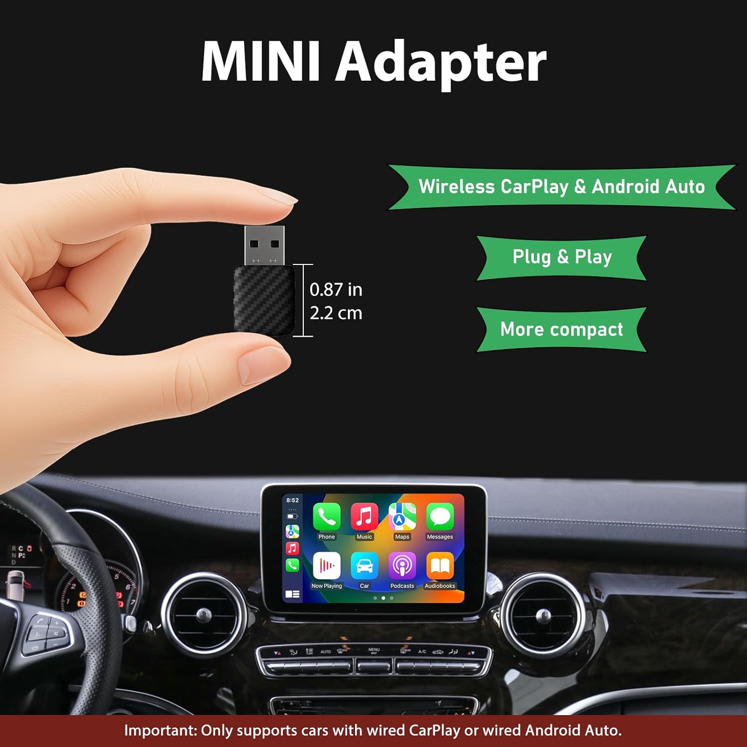 Thumbnail 5 de Autonano Mini adattatore wireless CarPlay grigio argento: trasforma CarPlay e Android Auto cablati in wireless
