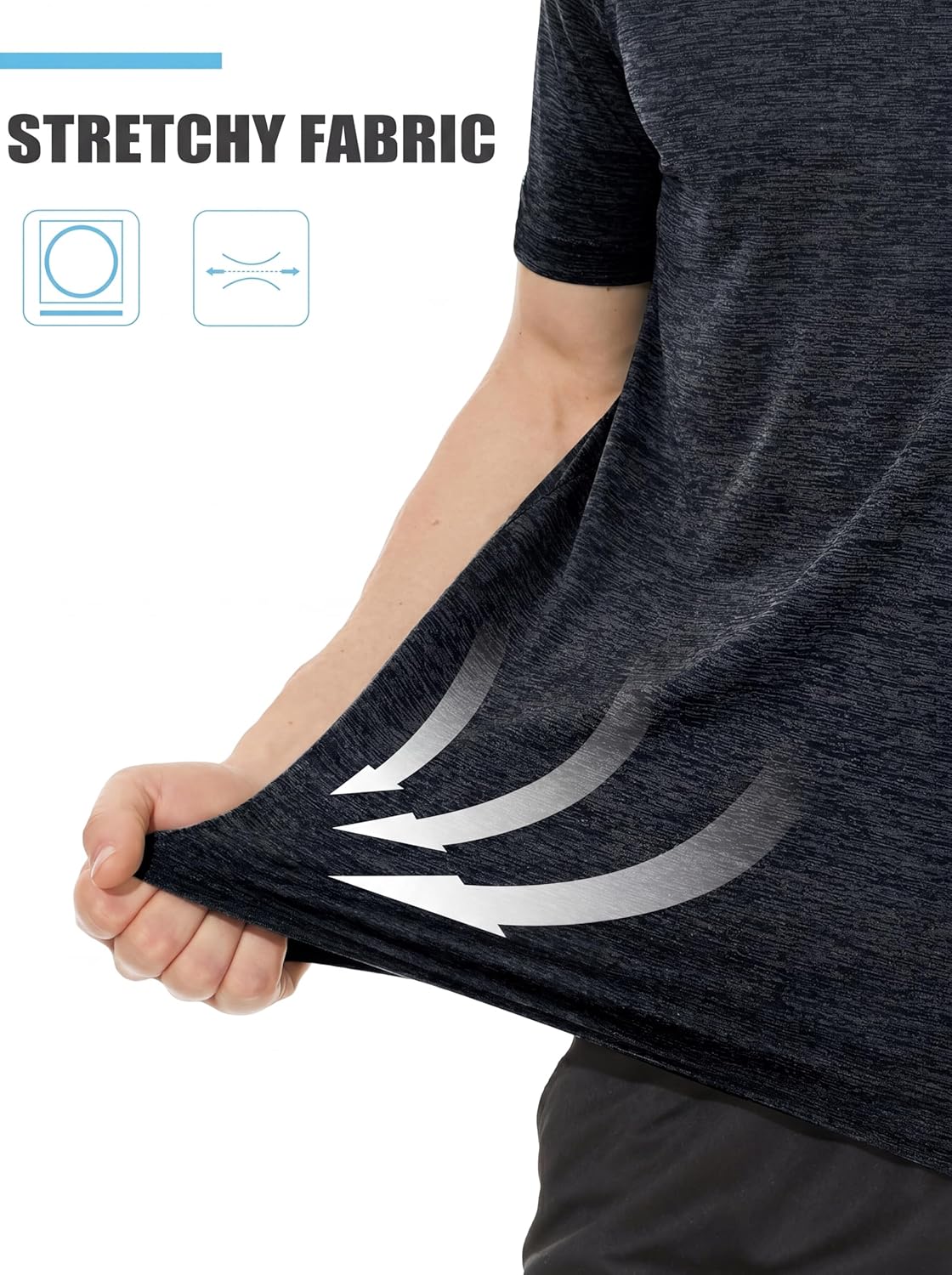Detalle de TACVASEN Maglia Uomo Manica Corta: tessuto traspirante e comfort per sport e tempo libero