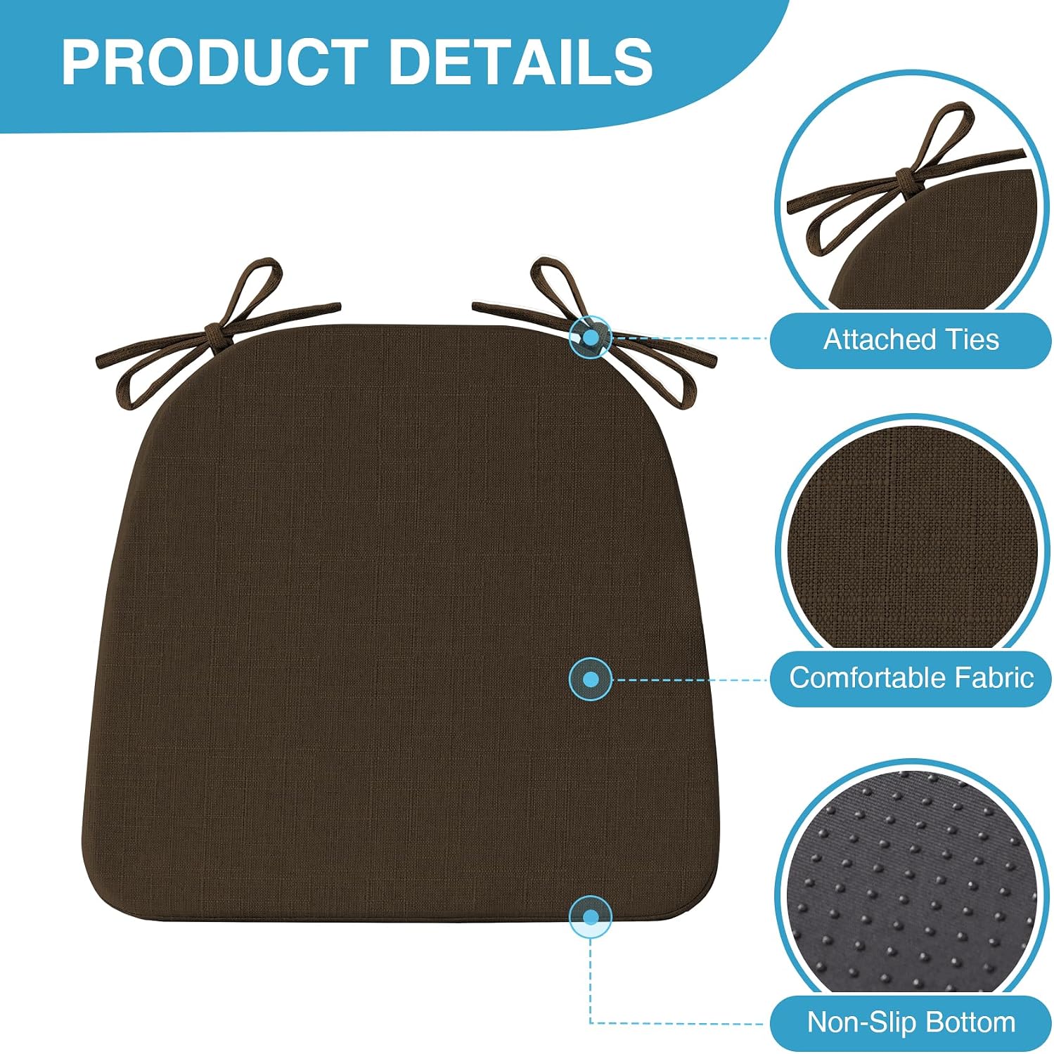 Thumbnail 1 de IASEAHK Chair Cushions 6 Pack 17x16x2 Brown