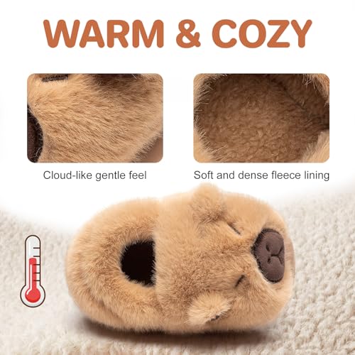 Detalle 2 de DRECAGE Chaussons enfant Capybara kaki, taille 31 EU, en peluche antidérapante