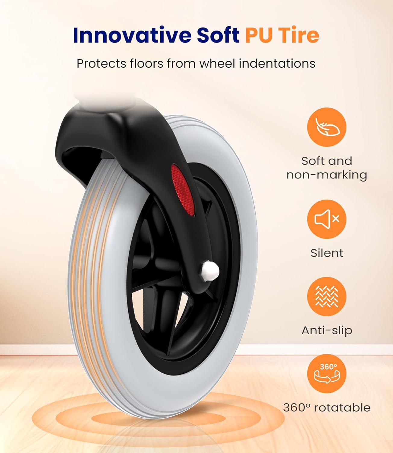 Detalle de Narrow Rollator Walkers for Small Spaces (Z32 Indoor Rollator) — Foldable, Lightweight, and Safe for Apartments