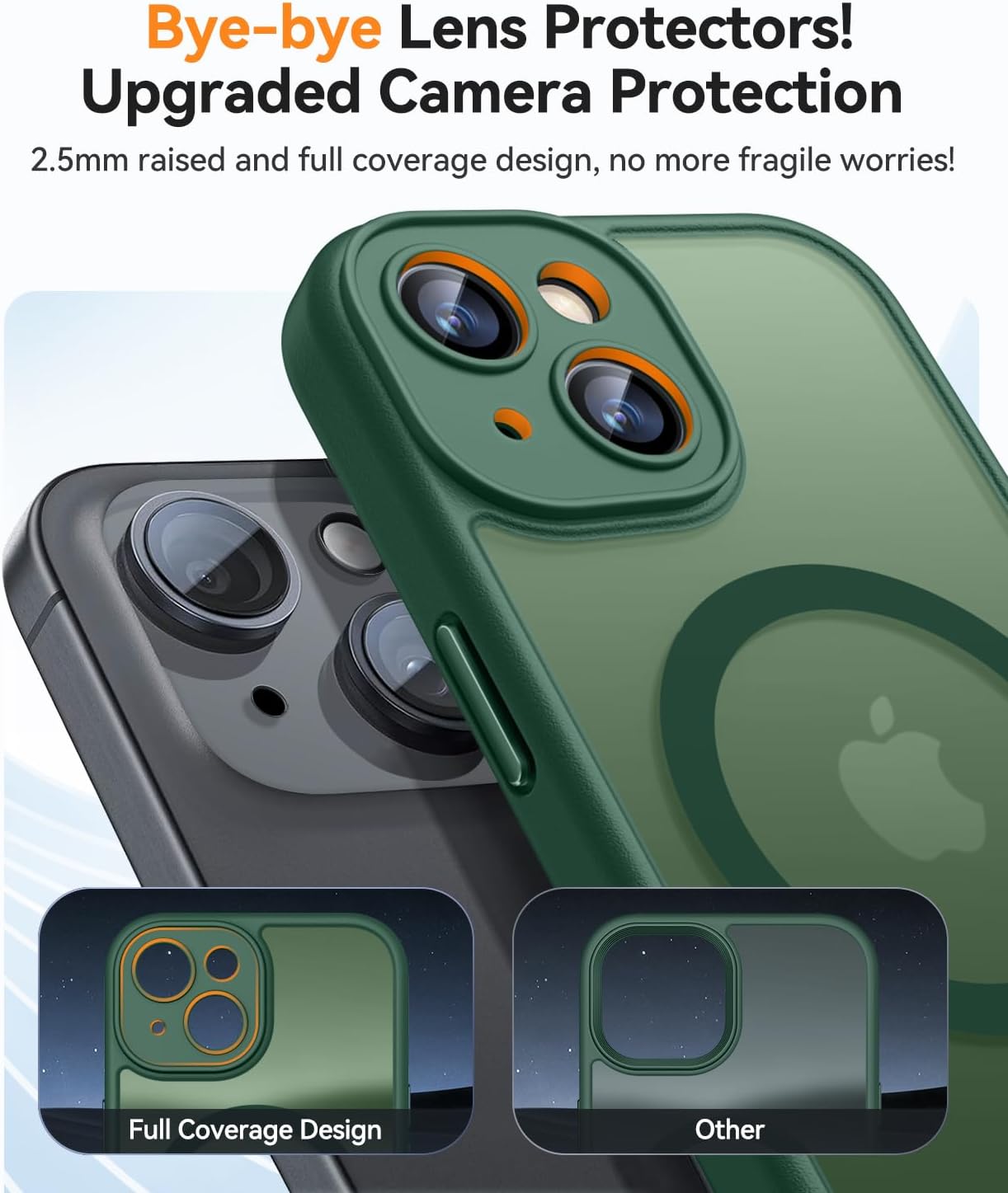 Thumbnail 3 de CANSHN Cover magnetica per iPhone 13 (6,1") compatibile MagSafe con protezione fotocamera, verde profondo
