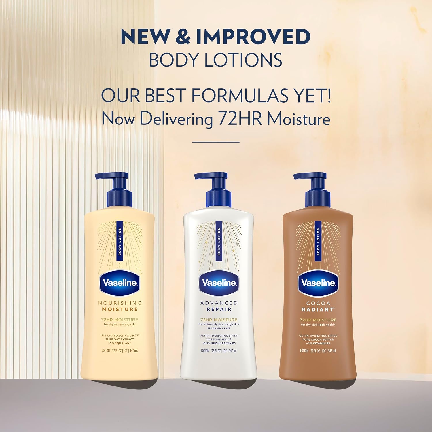 Detalle de Vaseline Cocoa Radiant 10305210142555 Body Lotion, 32 oz with Cocoa Butter