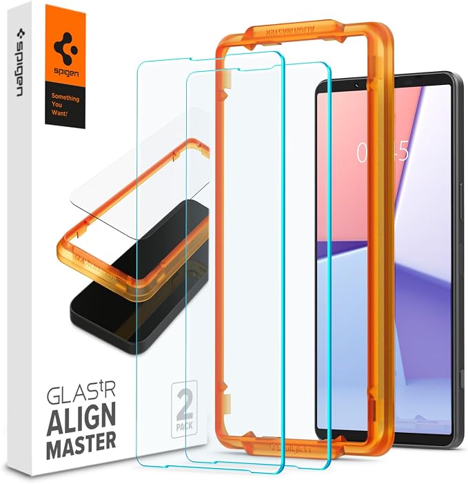 Detalle de Spigen AlignMaster Protector Pantalla Sony Xperia 1 VII y VI 📱 2 Piezas