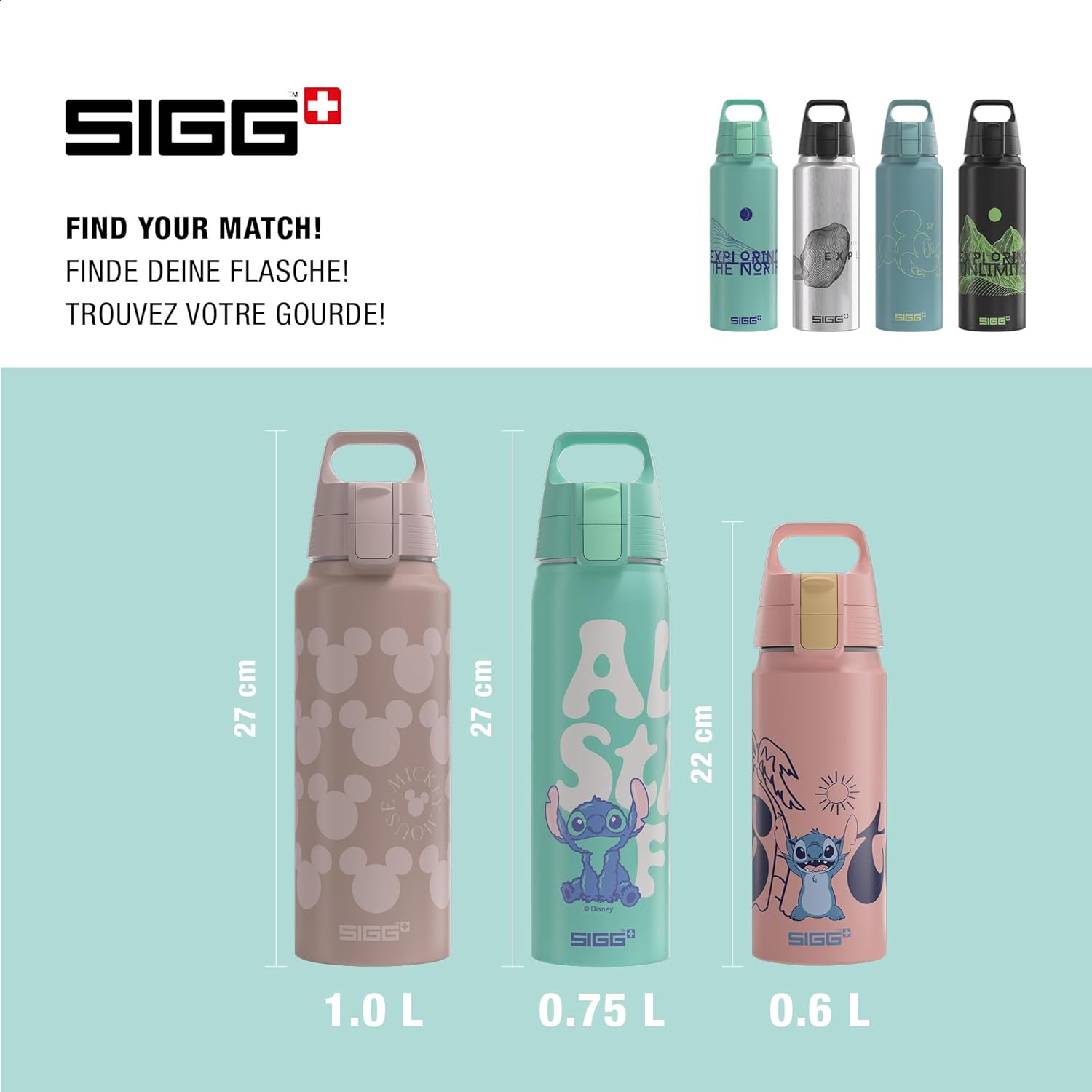 Thumbnail 4 de SIGG Alu Trinkflasche WMB One Disney Lilo & Stitch (0,75 l) – auslaufsicher, für Kohlensäure geeignet