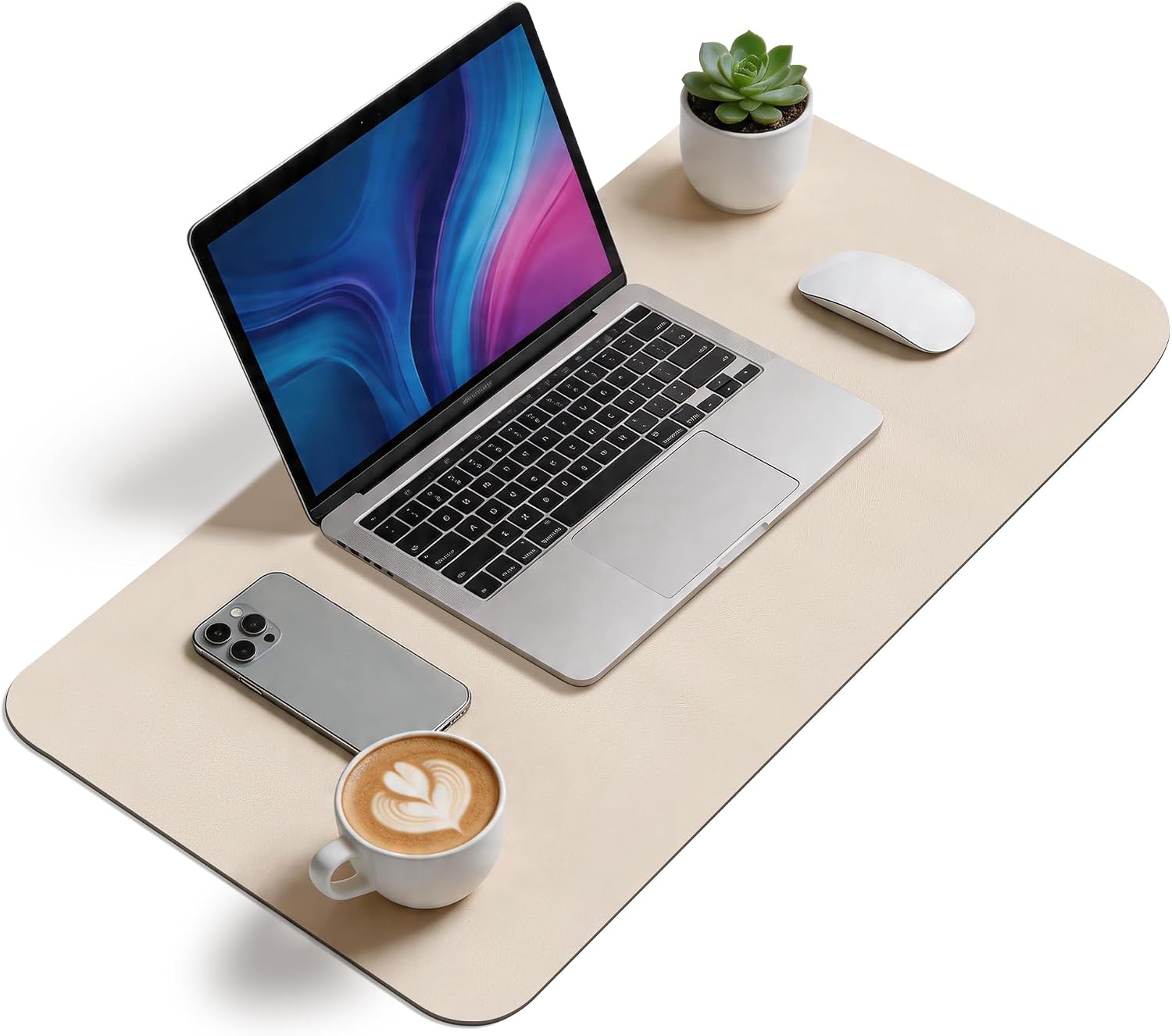 Detalle de YISH Tappetino Scrivania Sottomano in Similpelle PU 80x40 cm beige – Anti-scivolo, impermeabile, versatile