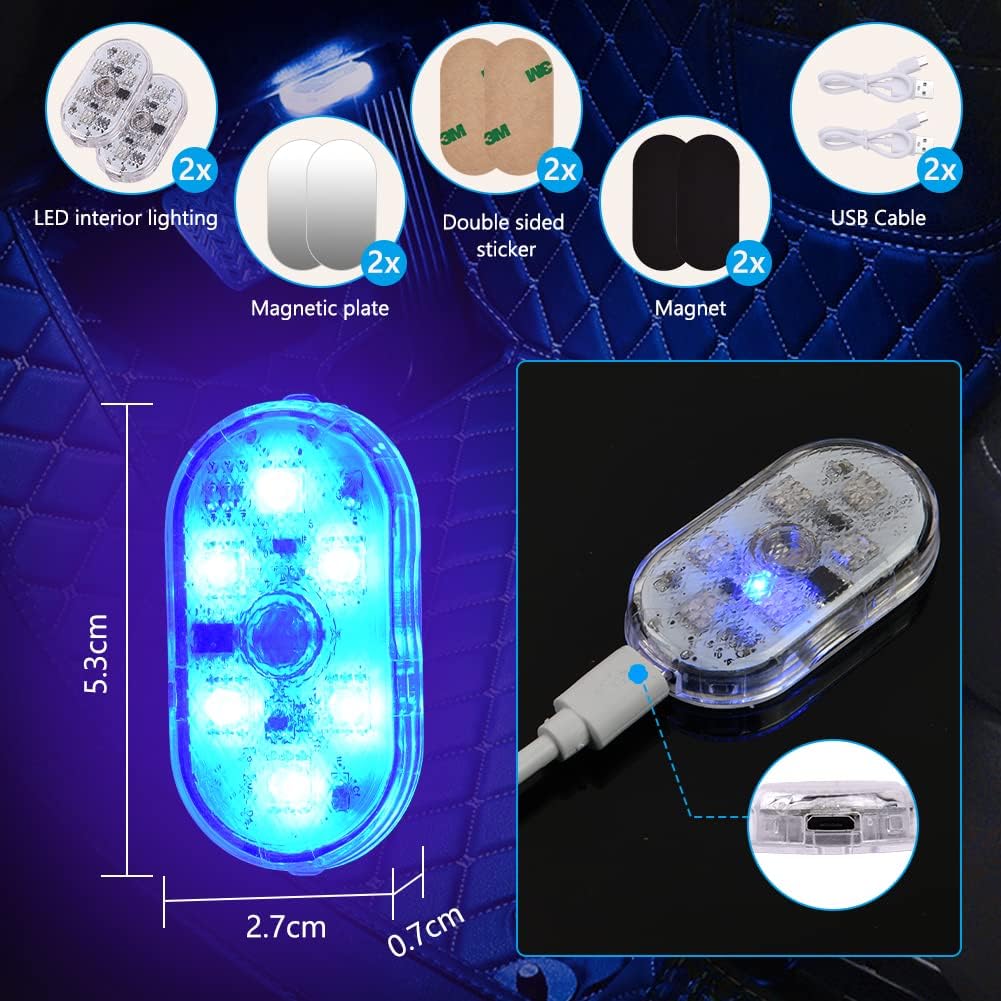 Detalle de URAQT Usi LED per auto RGB, 2 pezzi