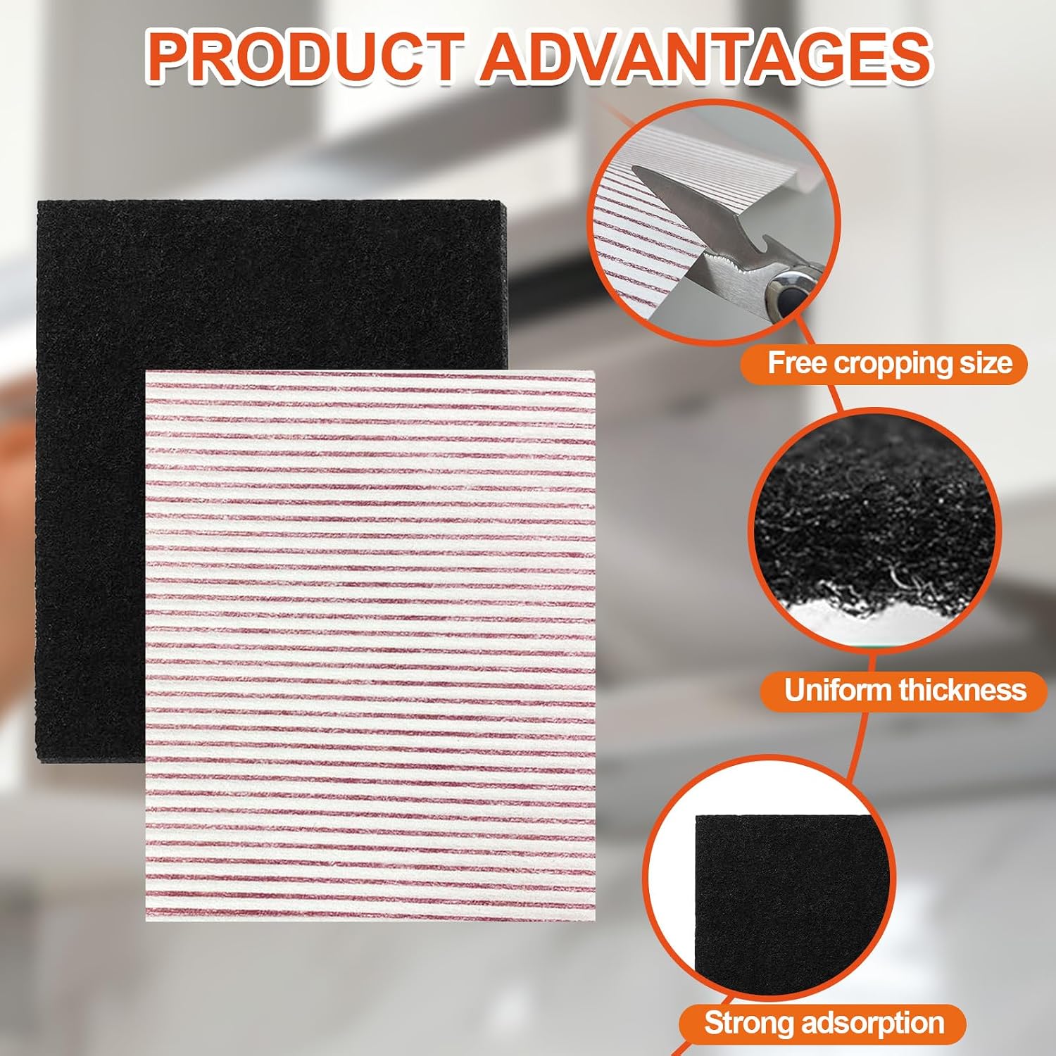 Thumbnail 2 de TEYIAN 57 x 47cm Carbon & Grease Filter Kit for Cooker Hoods (Cut to Size) – 2 Carbon + 2 Grease Filters