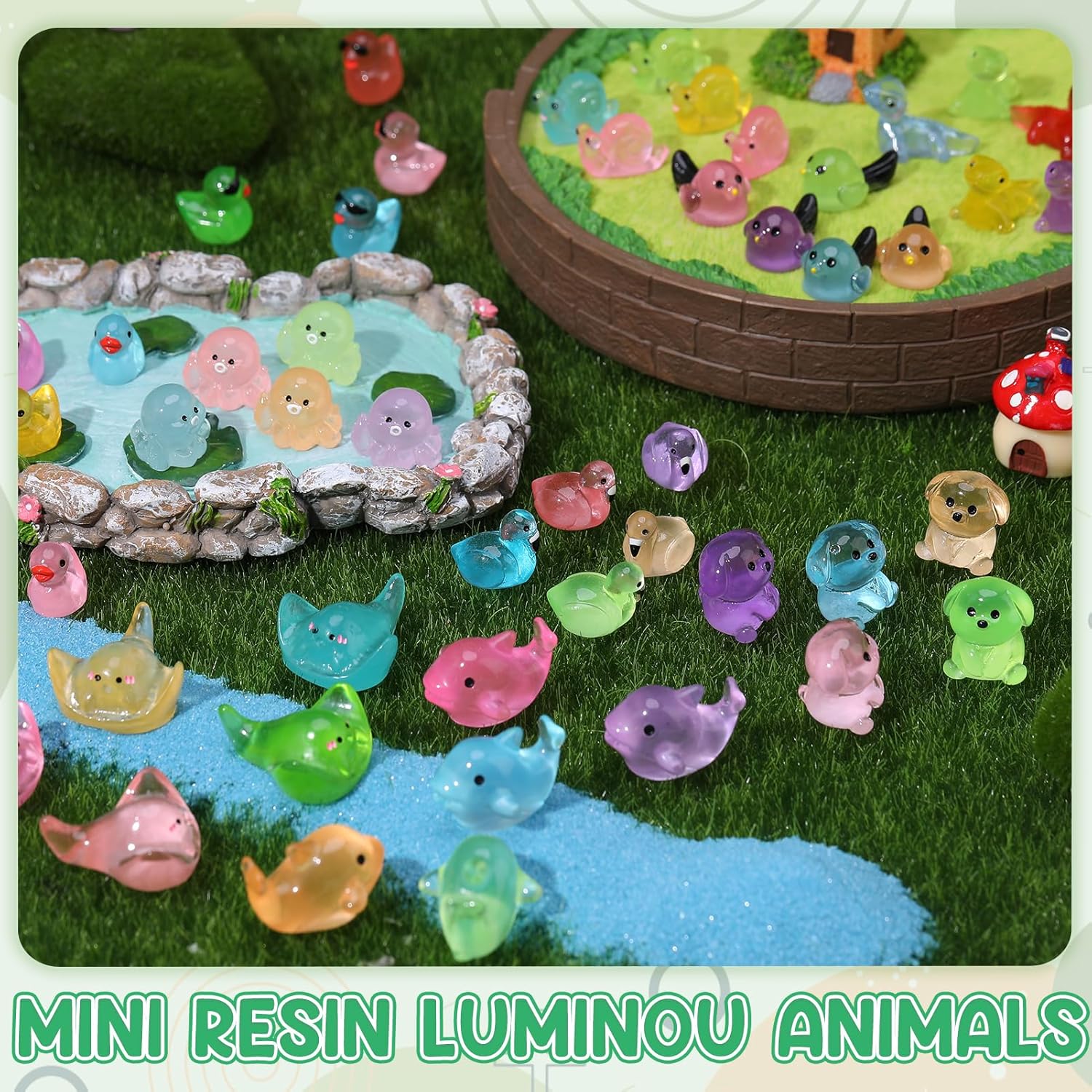 Thumbnail 3 de GSrenyu 100 Mini Luminous Resin Animals (10 Styles) for Aquarium, Fairy Garden & Dollhouse Decor