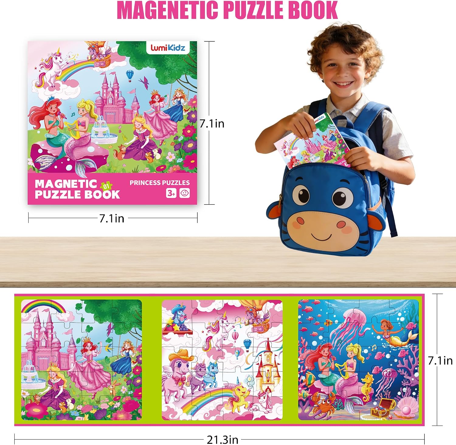 Thumbnail 1 de Lumikidz Magnetic Unicorn Mermaid Princess Puzzle (20-Piece Travel Puzzle) for Girls Ages 3–6