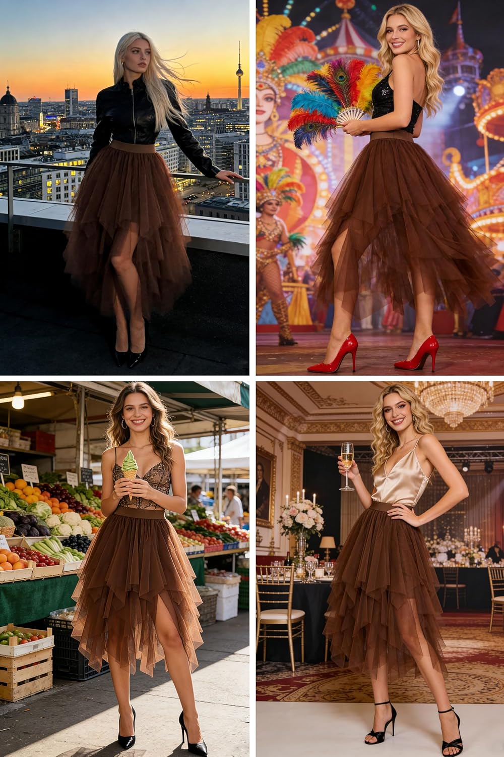 Detalle 2 de Dressever Damen Tüllrock A-Linie