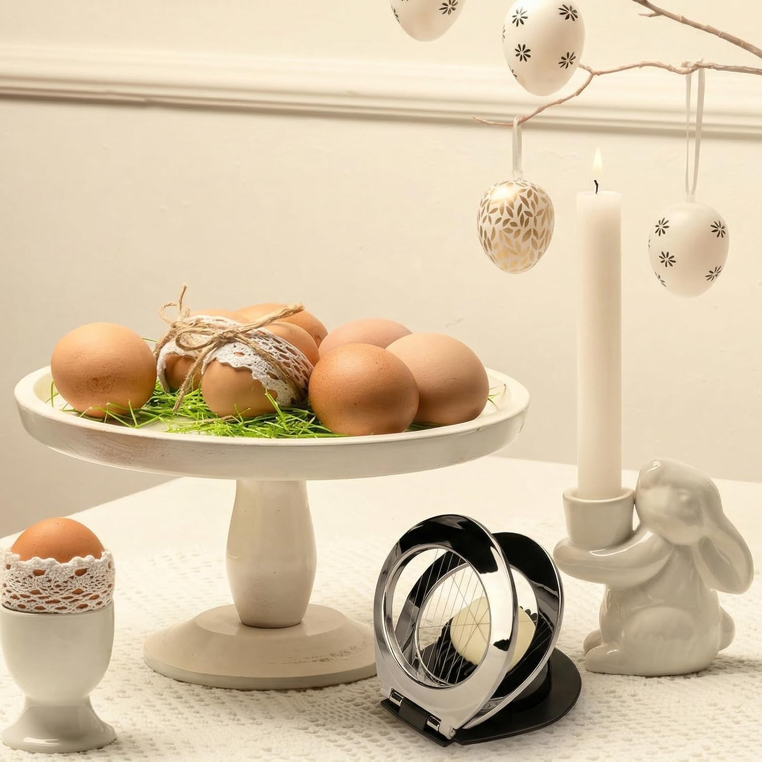 Detalle de BIBURY Eierschneider aus Edelstahl (2-in-1) – Egg Slicer für hartgekochte Eier & mehr