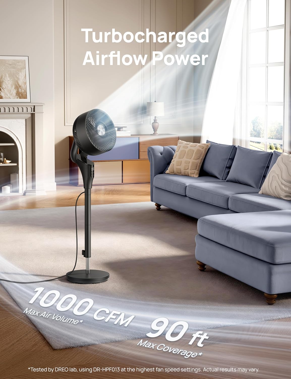 Detalle 1 de Dreo Fan for Bedroom 34–41" Adjustable Pedestal Fan