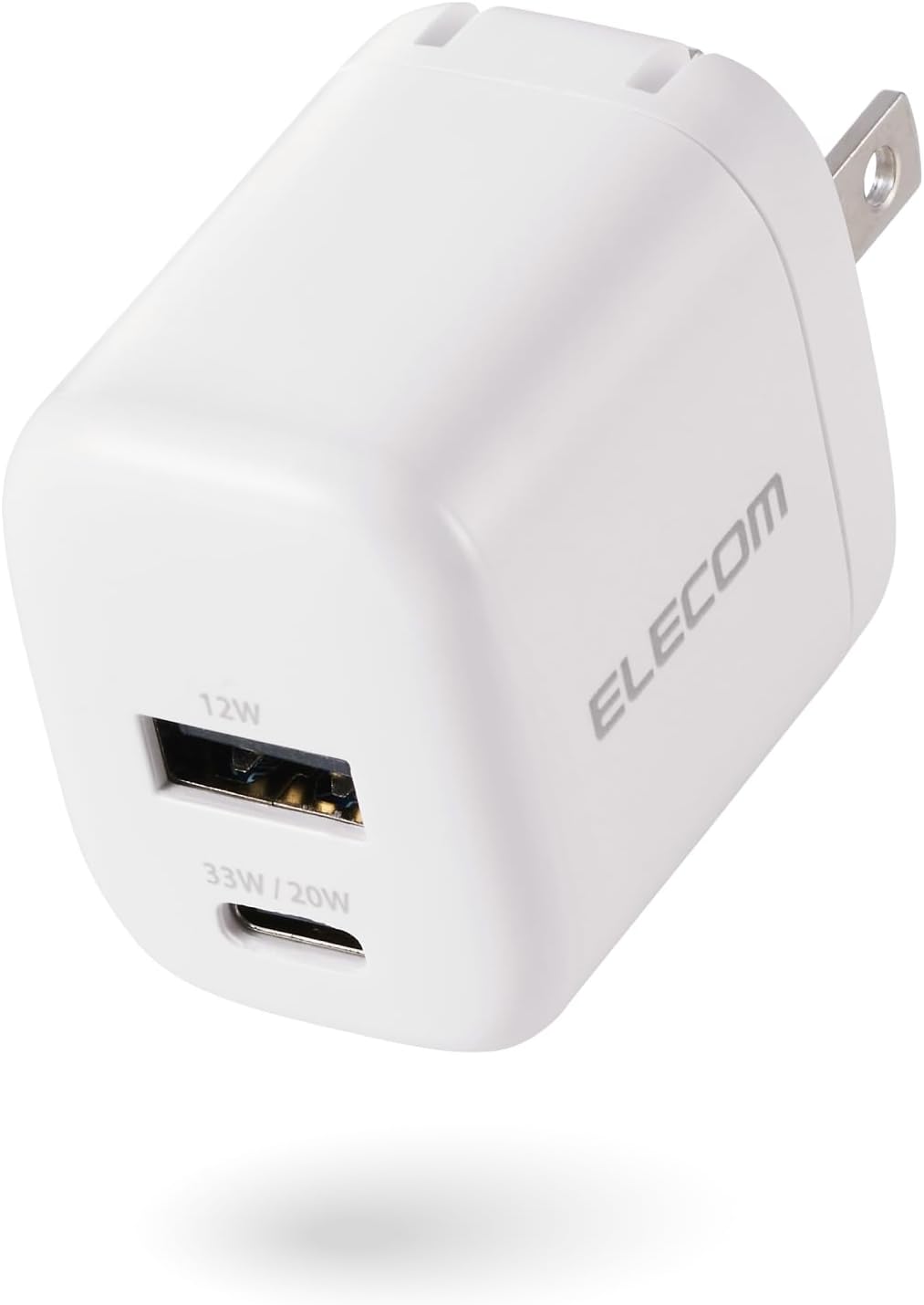 Detalle de エレコム EC-AC11433WH 33W 2ポート充電器 USB Type-C・USB-A搭載、PD・PPS対応