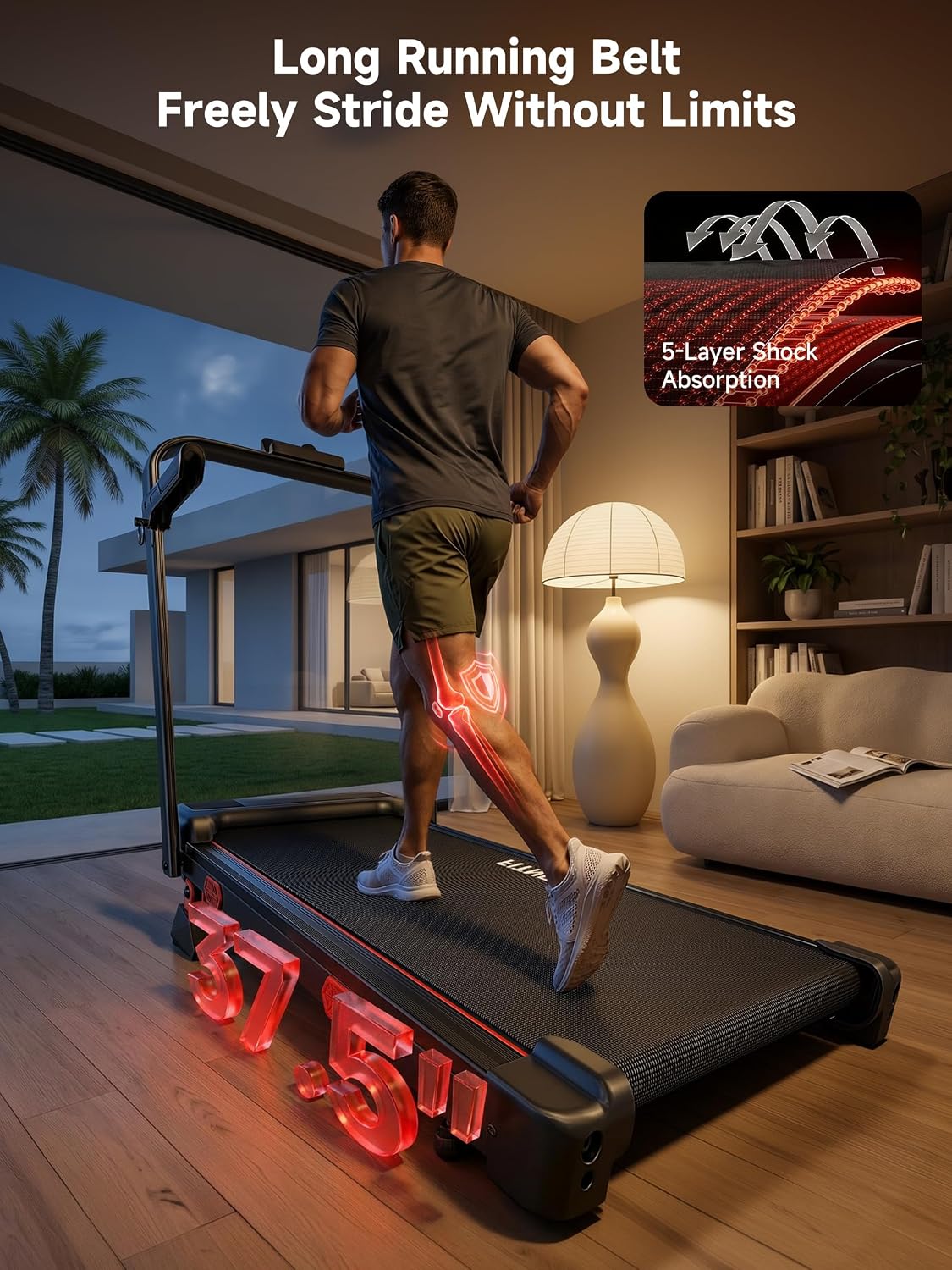 Detalle 1 de RHYTHM FUN Incline Walking Pad Treadmill with Handles, 16% Manual Incline