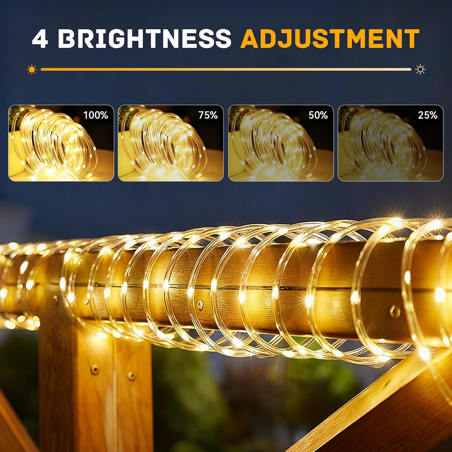 Detalle de Auting Lichterschlauch Außen mit Fernbedienung, 13 m – 200 LEDs, IP65, dimmbar, Timer