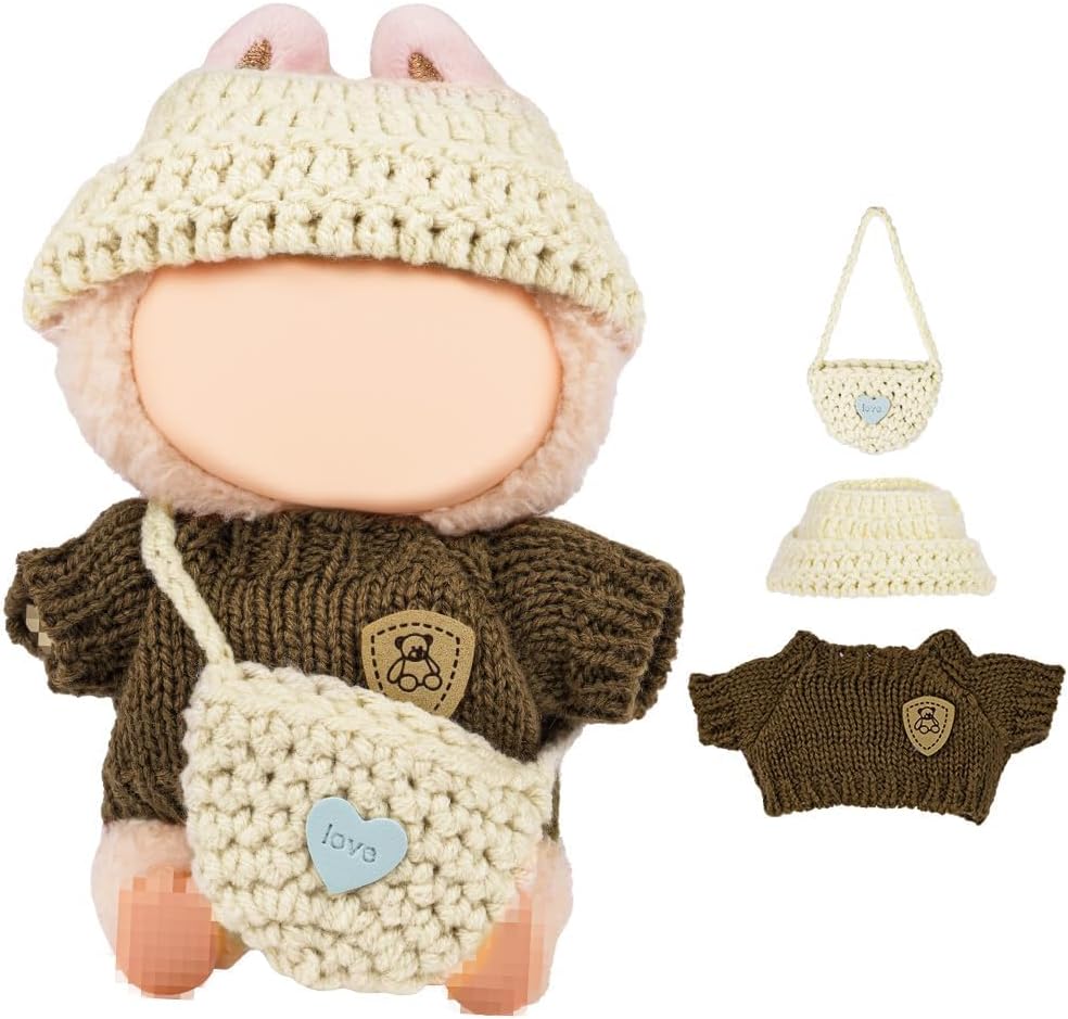 Detalle de Vicloon V-ZSMYMZ-FBA Doll Clothes Set, 17 cm Brown Sweater Outfit