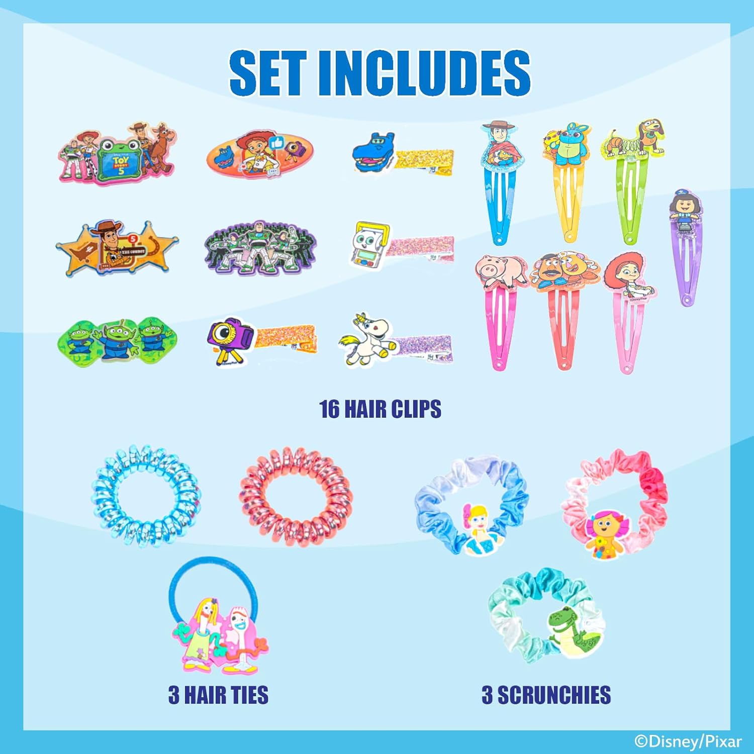 Thumbnail 1 de Townley Girl Toy Story Hair Accessories Set for Girls – clips, bows, scrunchies and hair ties
