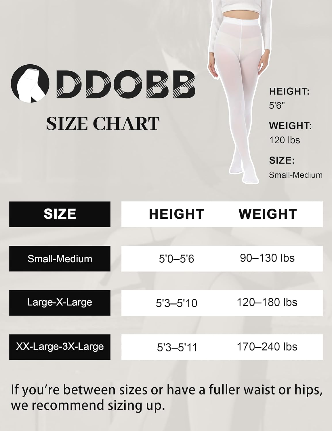 Detalle de DDOBB Womens Opaque Tights 80 Denier High Waist