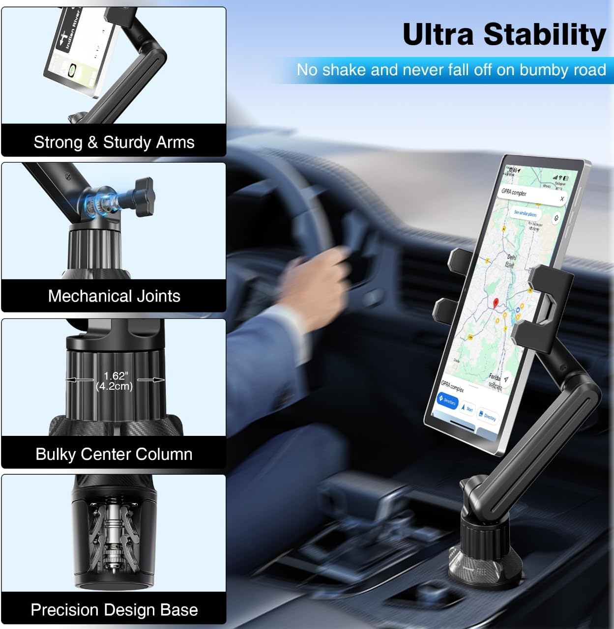 Thumbnail 1 de Peastrex Getränkehalter fürs Auto mit Tablet-Halterung (bis 13 Zoll) – iPad/iPhone & mehr