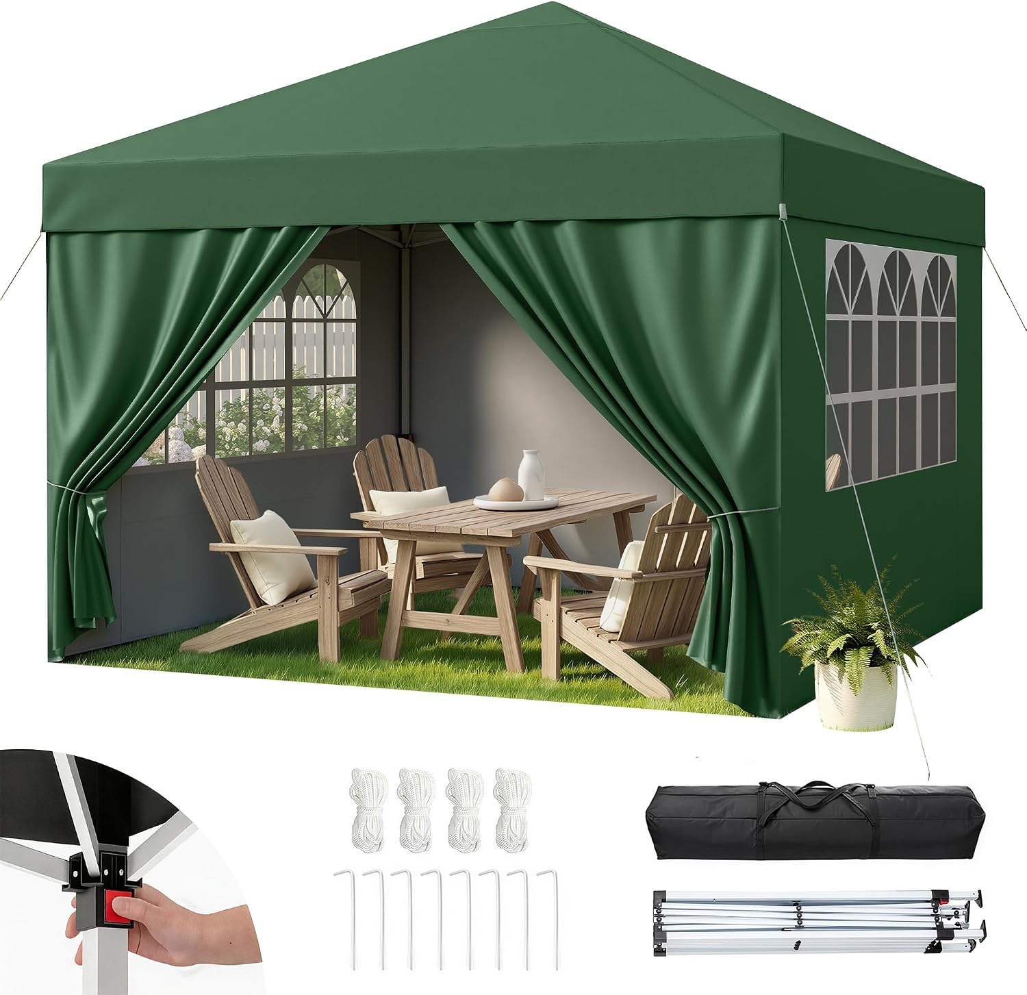 Hawthyhome Pavillon 3x3 – wasserdicht, UV 50+, höhenverstellbar, inkl. Seitenwänden