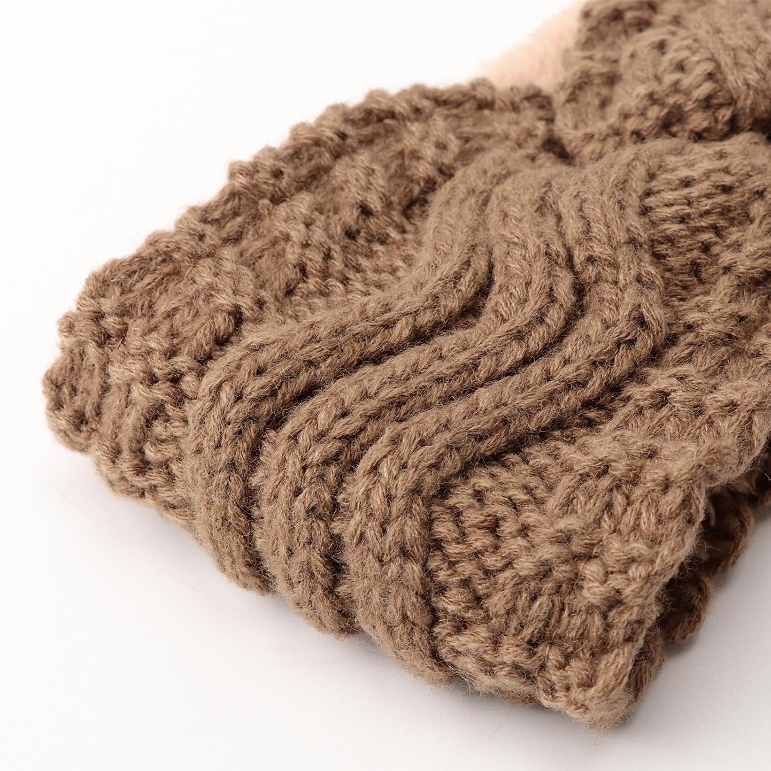 Detalle de DRESHOW bandeau tricoté chaud doublé polaire pour femmes (cache-oreilles)